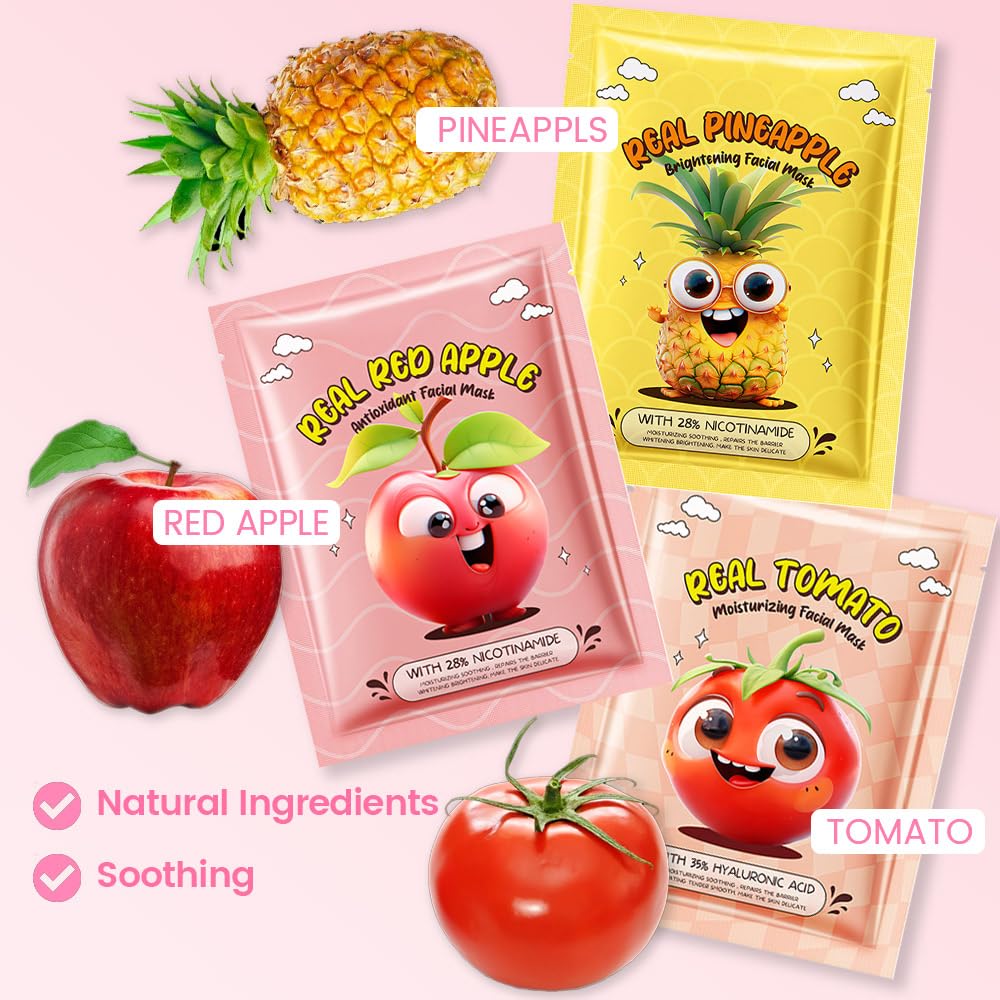 Foto 3 | Set De Mascarillas Faciales Kaely Fruit Para Niños, Paquete De 12 - Venta Internacional.