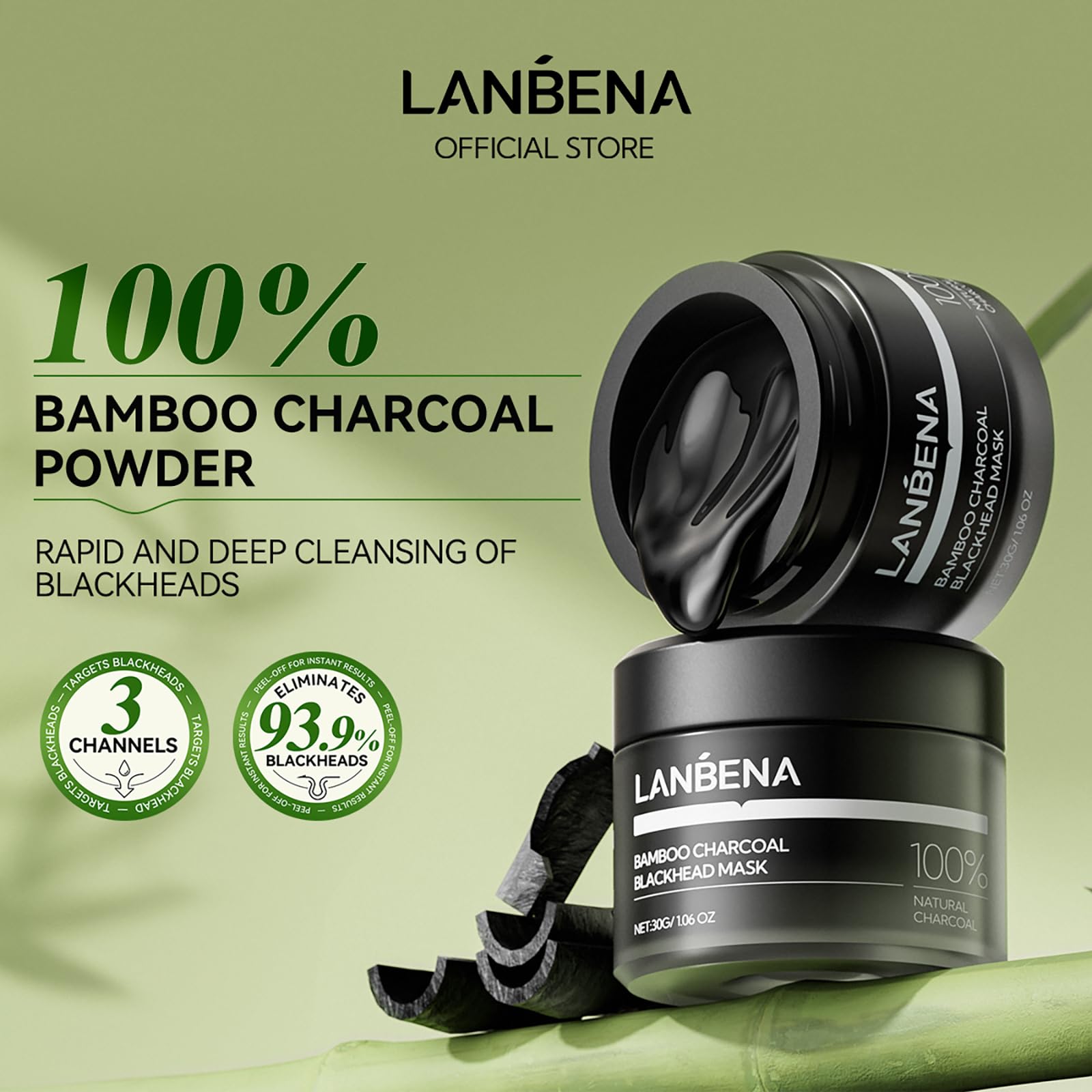 Foto 3 pulgar | Mascarilla Eliminadora De Puntos Negros Lanbena 3.0, Diseño De Carbón De Bambú, Nariz - Venta Internacional.