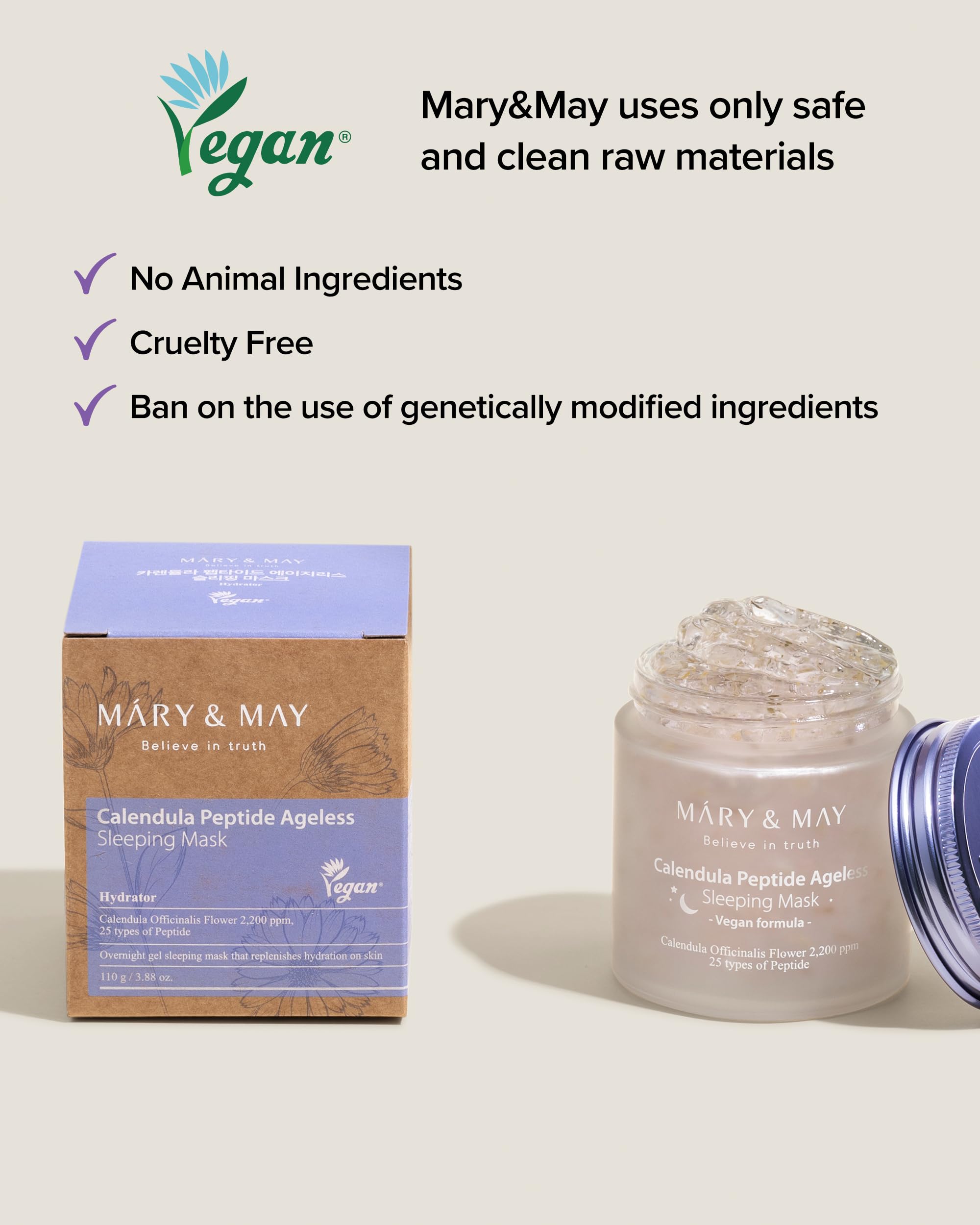 Foto 7 pulgar | Mascarilla Para Dormir Mary&may Vegan Caléndula Peptide Ageless - Venta Internacional.