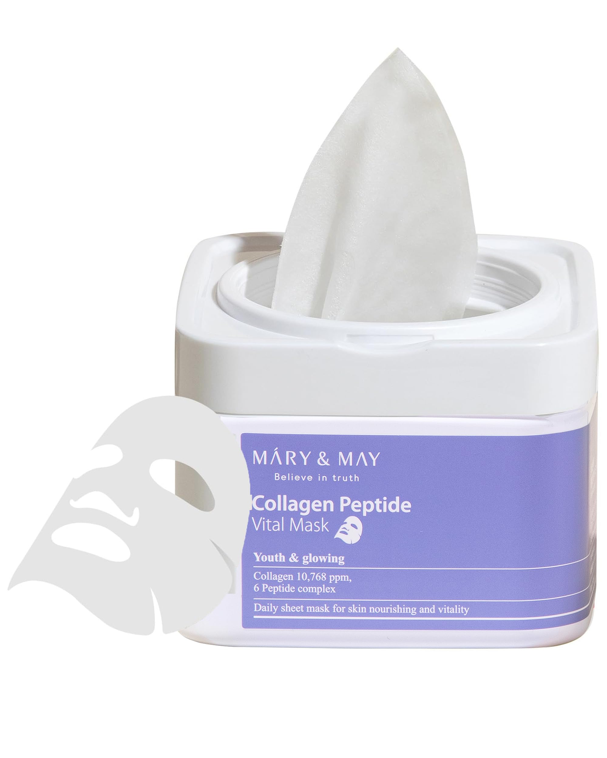 Foto 2 pulgar | Mascarilla Mary&may Collagen Peptide Vital 30 Hojas - Venta Internacional.