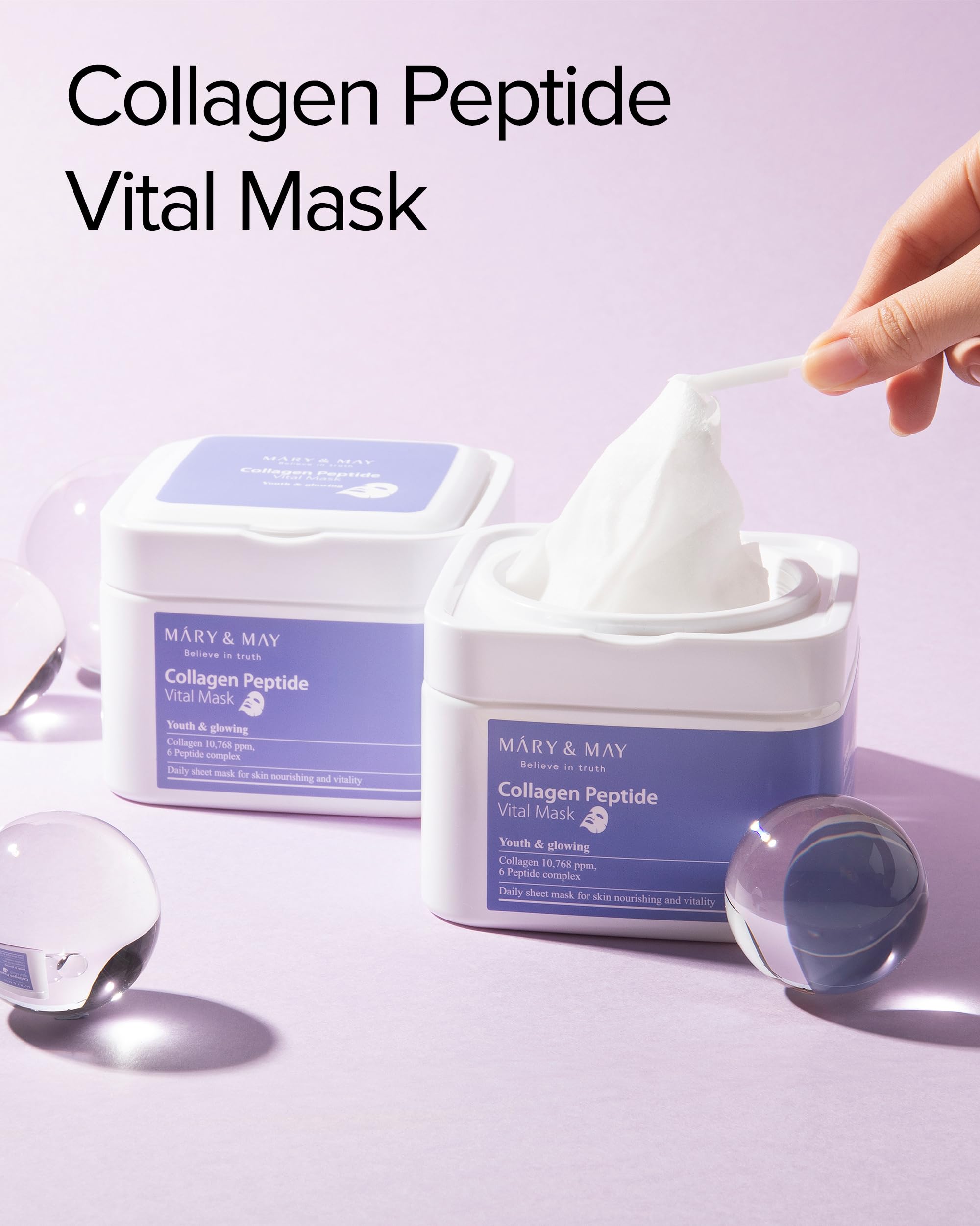 Foto 3 pulgar | Mascarilla Mary&may Collagen Peptide Vital 30 Hojas - Venta Internacional.