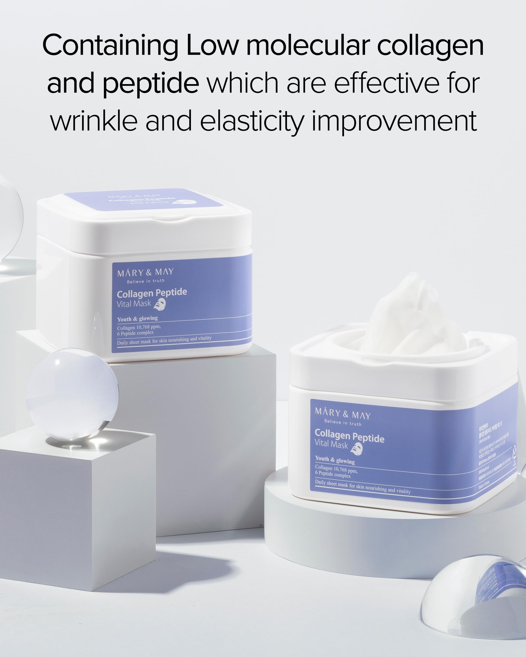 Foto 5 pulgar | Mascarilla Mary&may Collagen Peptide Vital 30 Hojas - Venta Internacional.