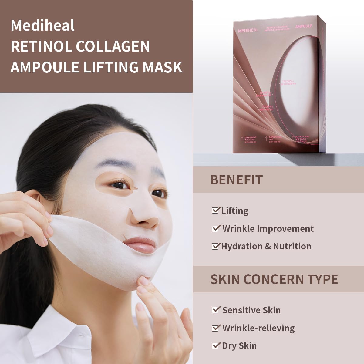 Foto 4 | Mascarilla Mediheal, Retinol, Colágeno, Ampolla, Lifting, Antienvejecimiento - Venta Internacional.