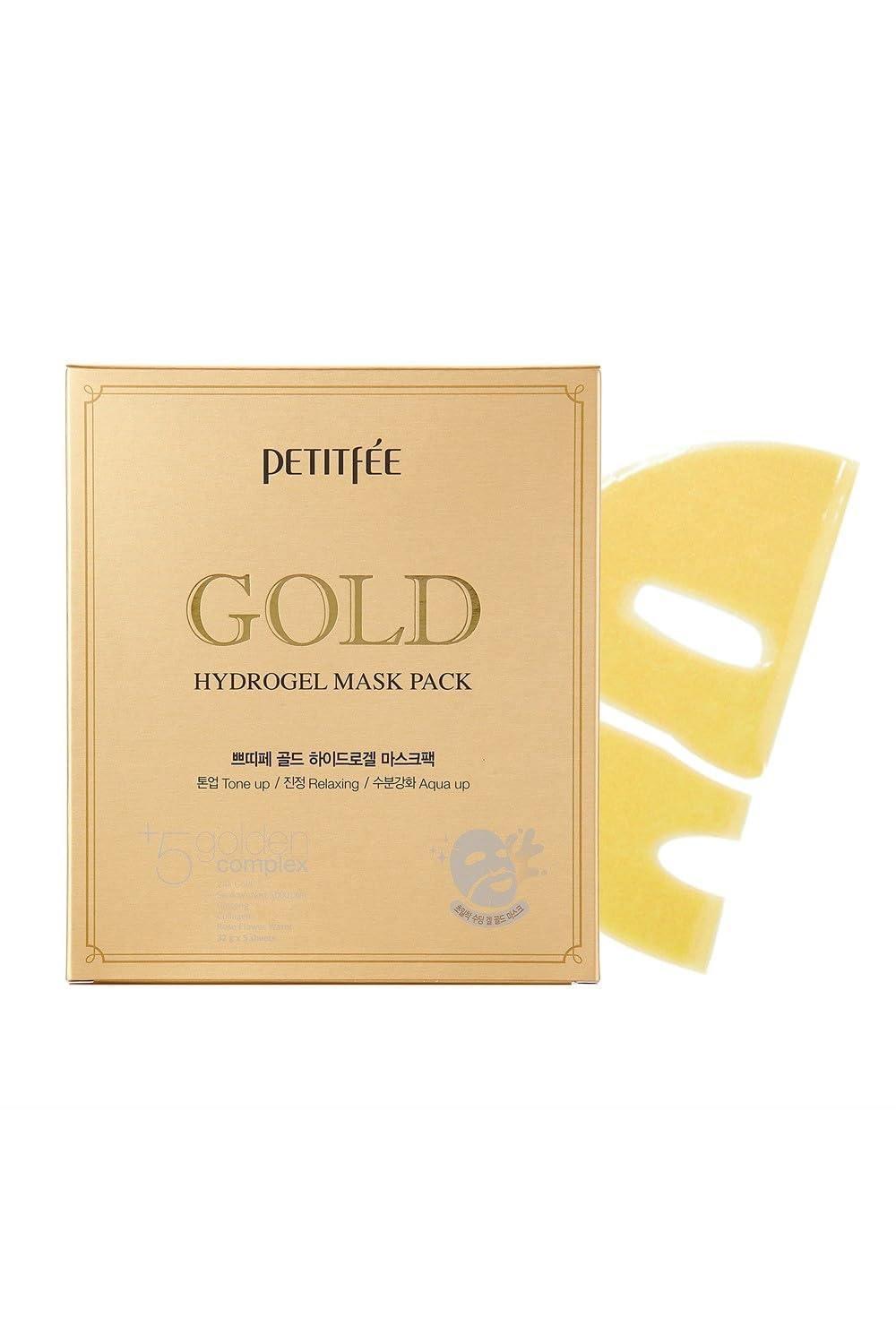 Foto 1 | Paquete De Mascarillas De Belleza Petitfee Gold Hydrogel, 5 Hojas, 160 Ml - Venta Internacional.