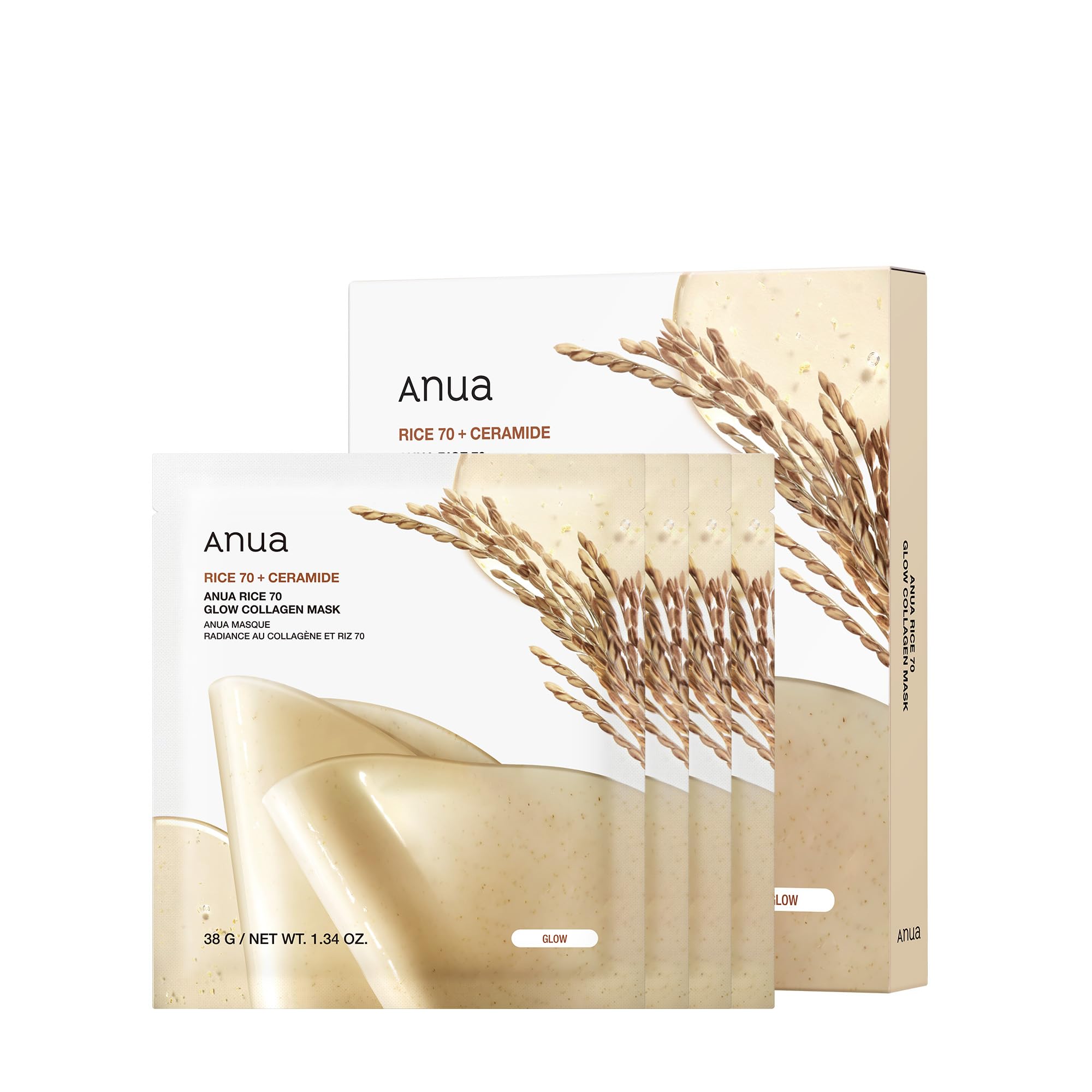 Foto 2 pulgar | Mascarilla Facial Anua Rice 70 Glow Collagen Overnight, 38 Ml (paquete De 4) - Venta Internacional.
