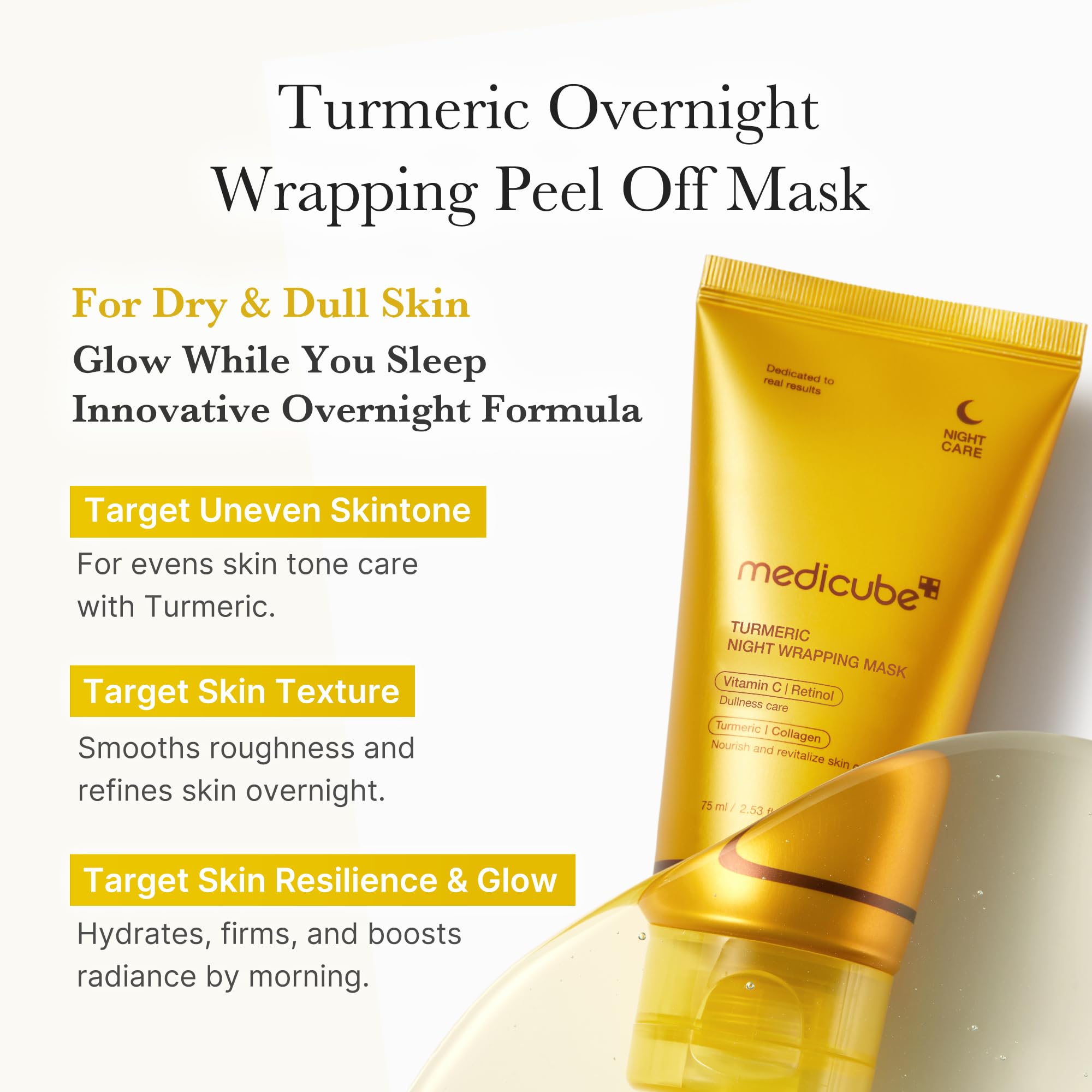 Foto 3 | Mascarilla Exfoliante Para Envolver Toda La Noche, Medicube, Cúrcuma, 75 Ml - Venta Internacional.