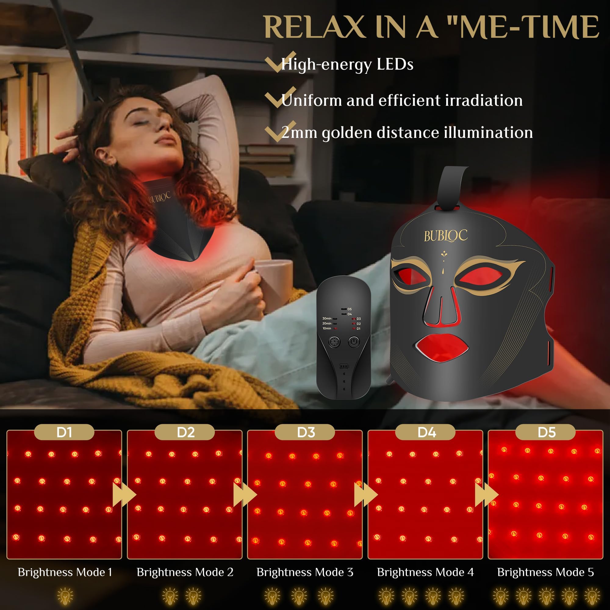 Foto 6 | Set De Mascarillas De Terapia Con Luz Roja Onisdin Con Brillo De Cinco Niveles - Venta Internacional.