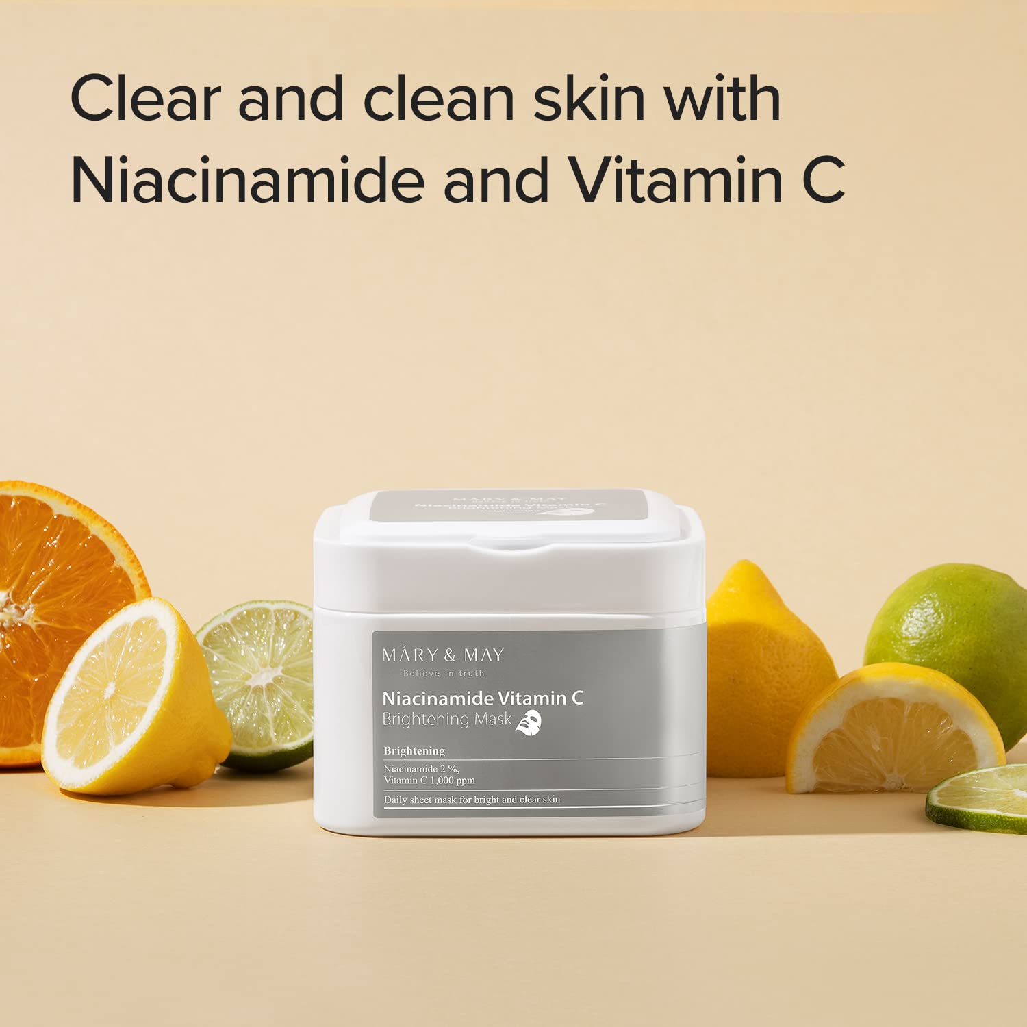 Foto 5 pulgar | Mascarilla Facial Mary&may, Niacinamida Y Vitamina C, Iluminadora, 30 Hojas - Venta Internacional.