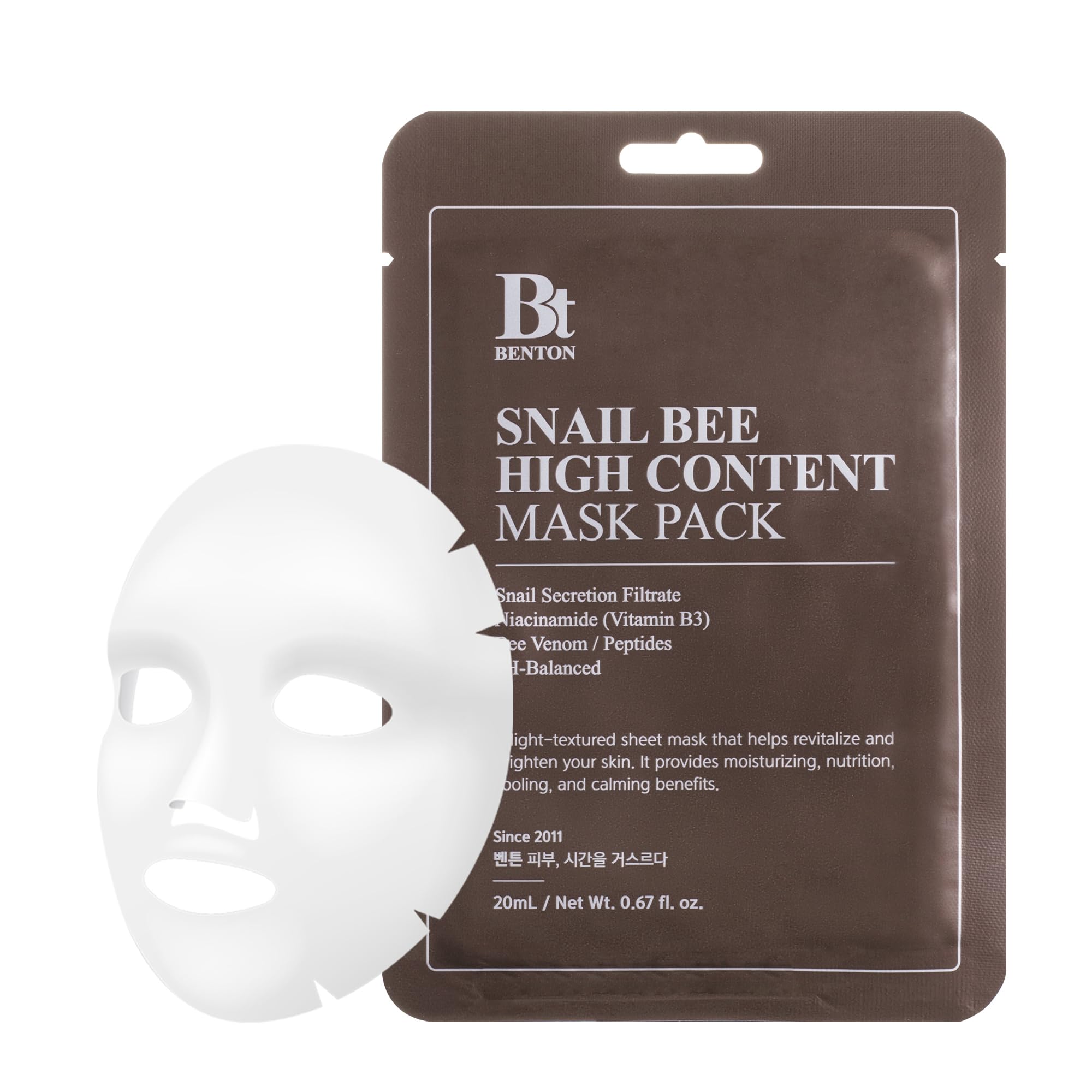 Foto 2 pulgar | Mascarilla Facial Benton Snail Bee De Alto Contenido, 10 Hojas - Venta Internacional.