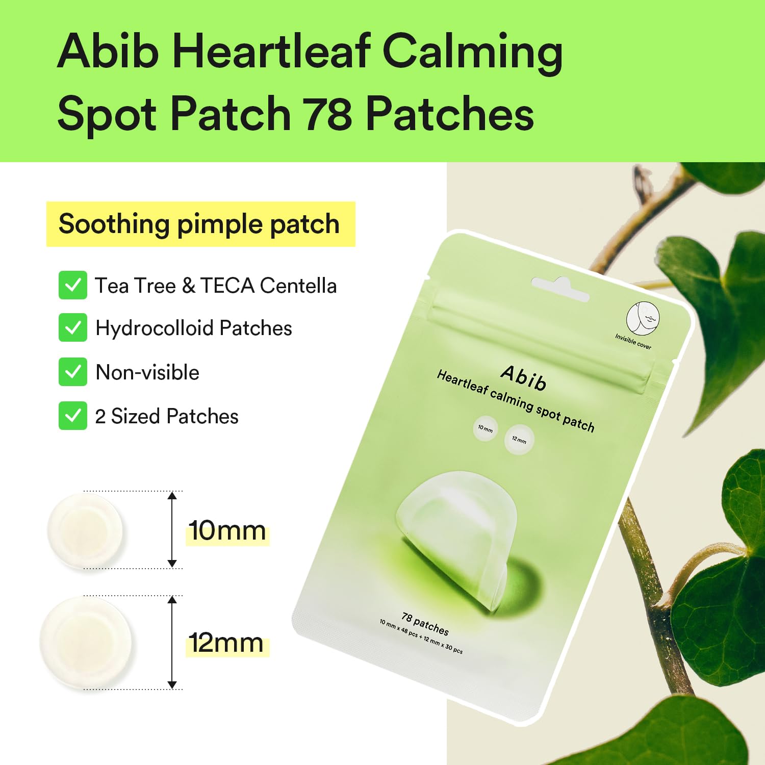 Foto 3 pulgar | Spot Patch Abib Heartleaf Calming 78 Parches, 2 Tamaños - Venta Internacional.