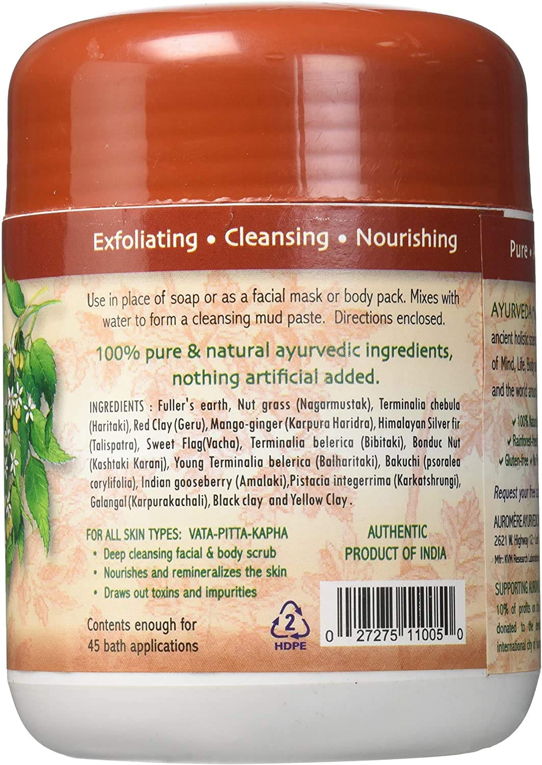 Foto 8 pulgar | Máscara De Arcilla Auromere Ayurvedic Indian Healing 480 Ml - Venta Internacional.