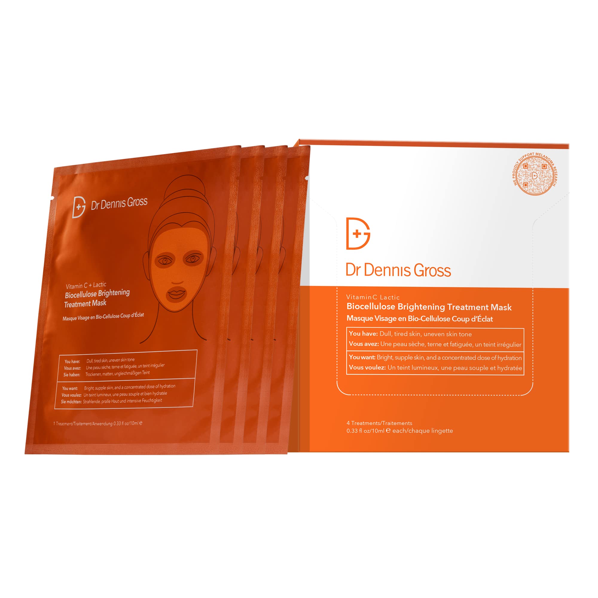 Máscara De Tratamiento Dr. Dennis Gross Con Vitamina C Láctica  Paquete De 4 - Venta Internacional.