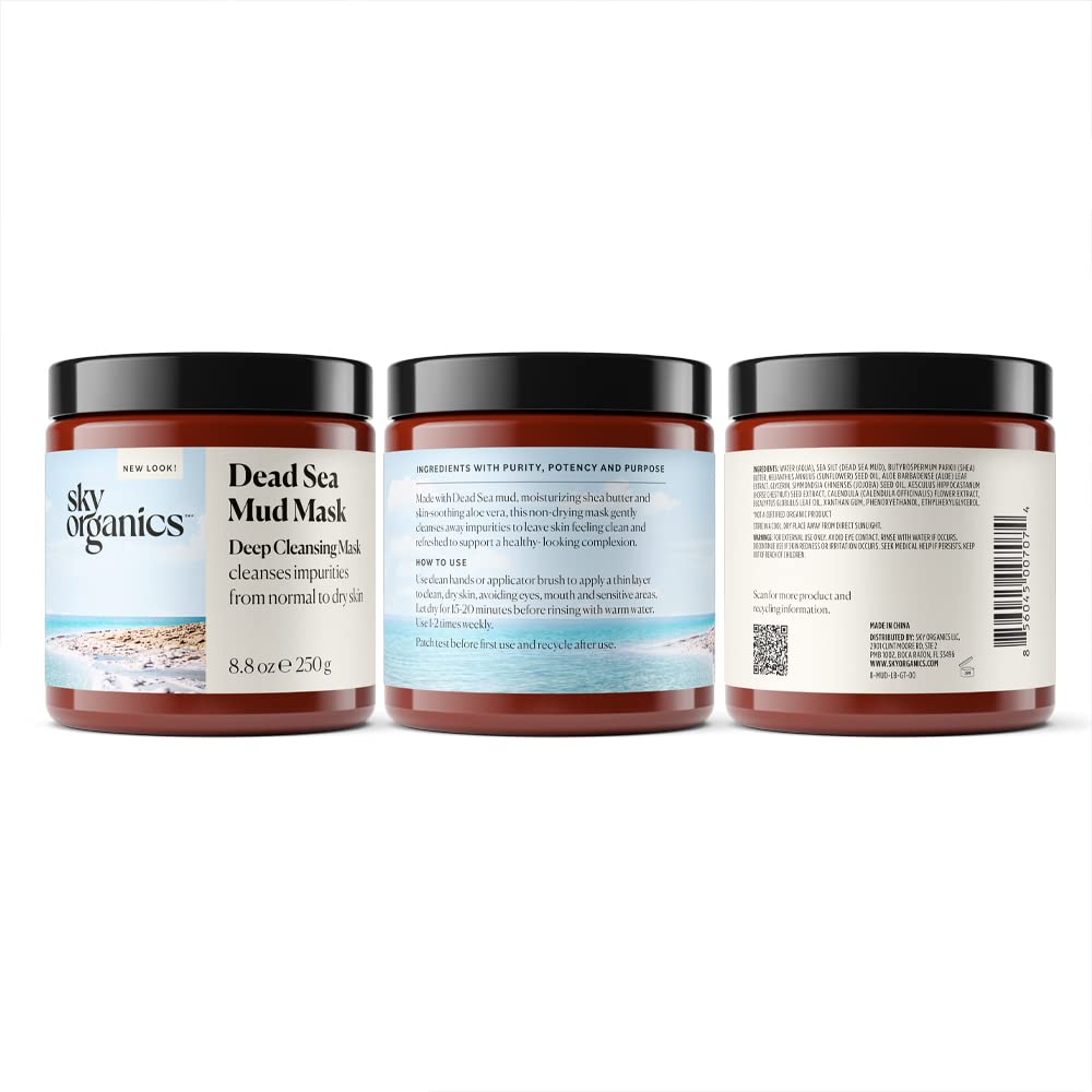 Foto 8 pulgar | Mascarilla Facial Sky Organics Dead Sea Mud Con Manteca De Karité 240 Ml - Venta Internacional.
