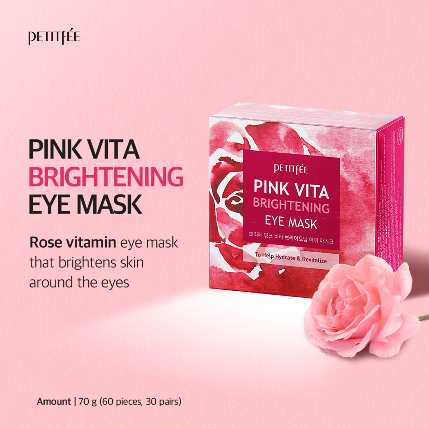 Foto 3 pulgar | Máscara De Ojos Petitfee Pink Vita Brightening 60 Piezas - Venta Internacional.