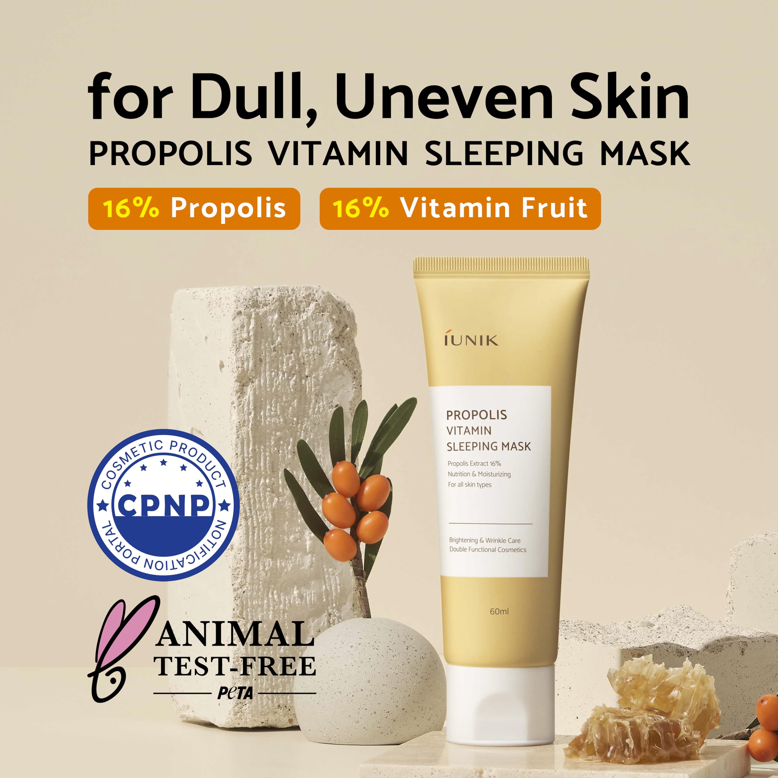 Foto 3 pulgar | Crema Hidratante Nocturna Iunik Propolis Vitamin 60 Ml - Venta Internacional.