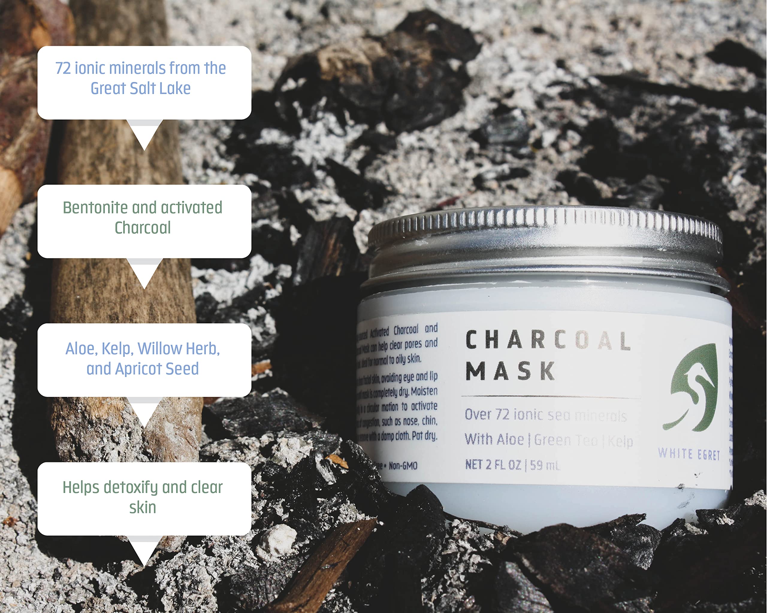 Foto 2 | Mascarilla De Carbón Vegetal Con Garceta Blanca Con 72 Minerales Iónicos  60 Ml - Venta Internacional.