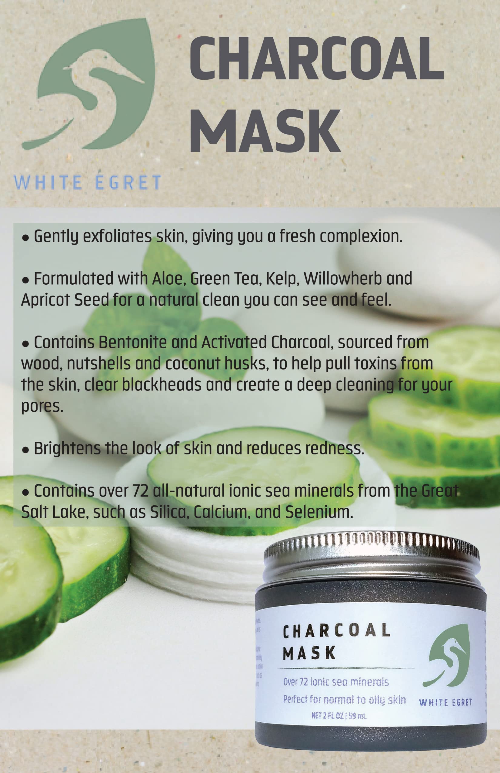Foto 5 pulgar | Mascarilla De Carbón Vegetal Con Garceta Blanca Con 72 Minerales Iónicos  60 Ml - Venta Internacional.