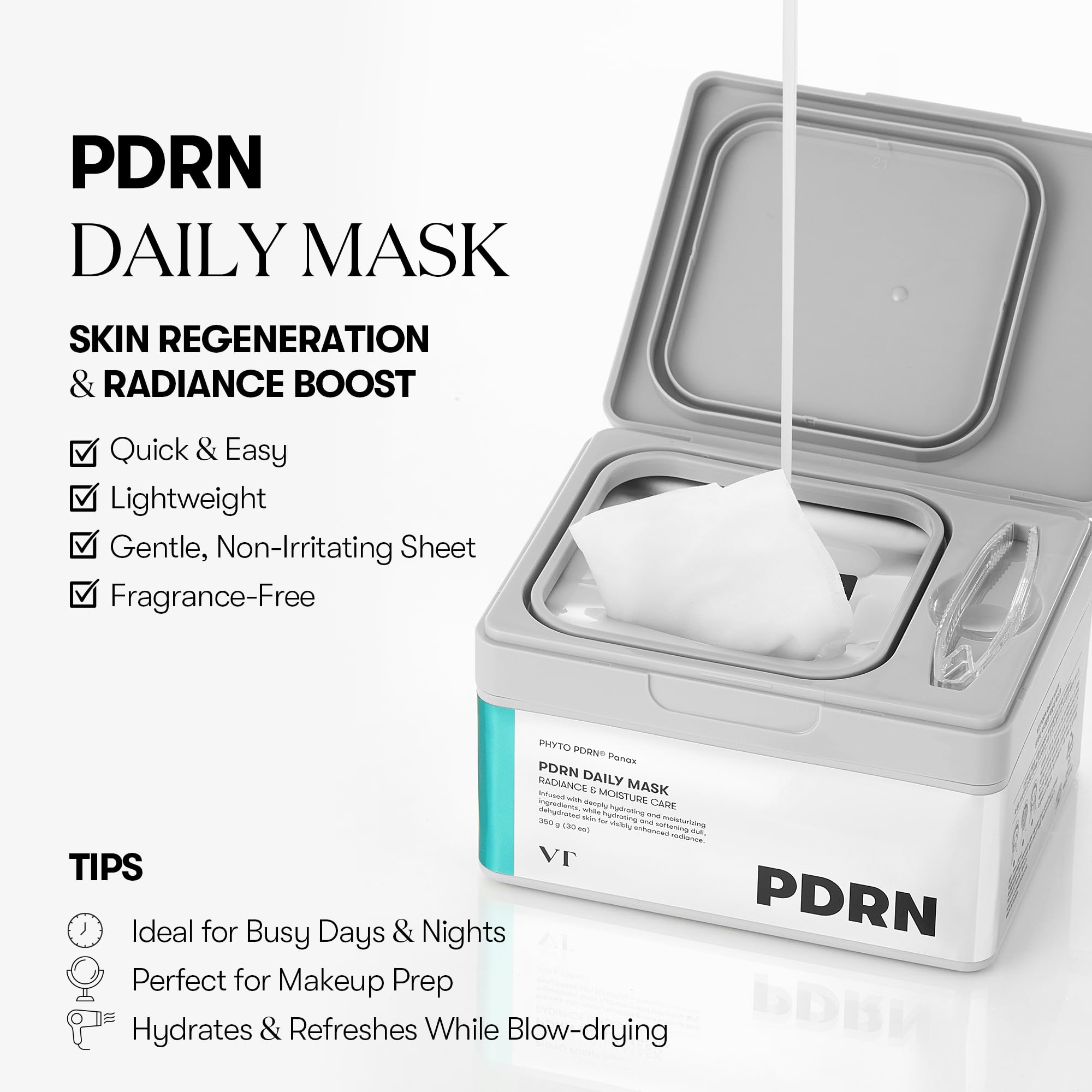 Foto 2 | Máscara Facial Vt Cosmetics Pdrn Daily Mask 30 Hojas 350 Ml - Venta Internacional.