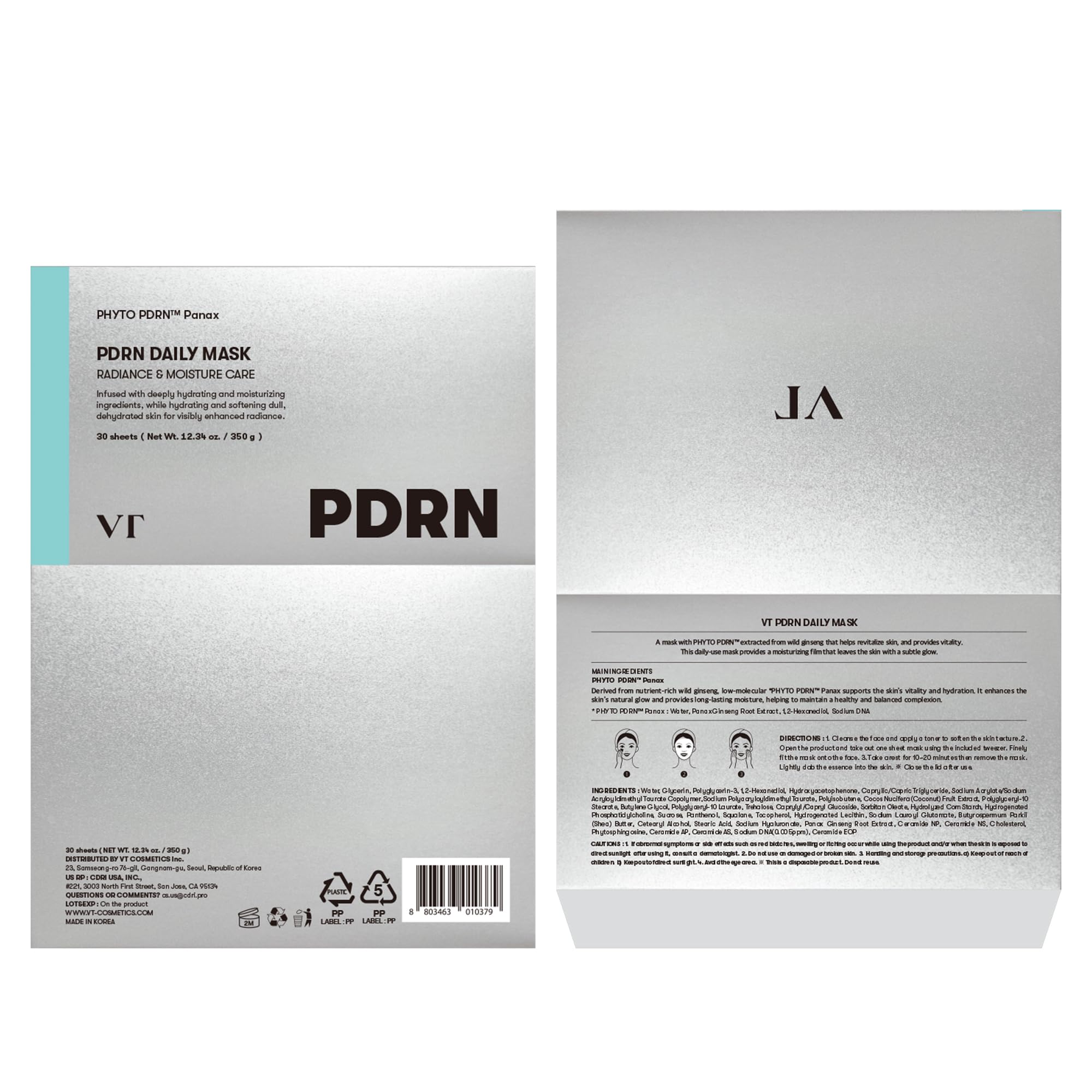 Foto 7 pulgar | Máscara Facial Vt Cosmetics Pdrn Daily Mask 30 Hojas 350 Ml - Venta Internacional.