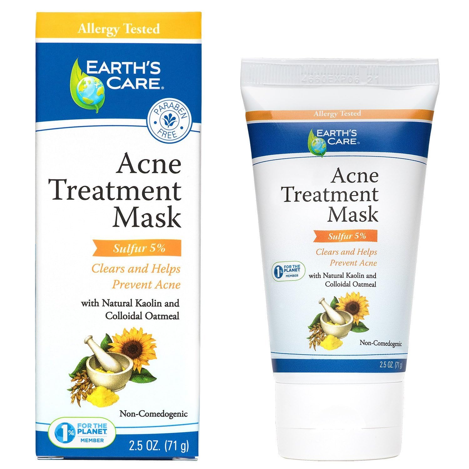 Foto 1 | Mascarilla De Tratamiento Para El Acné Earth's Care Con 5% De Azufre Para Acné Quístico  75 Ml - Venta Internacional.
