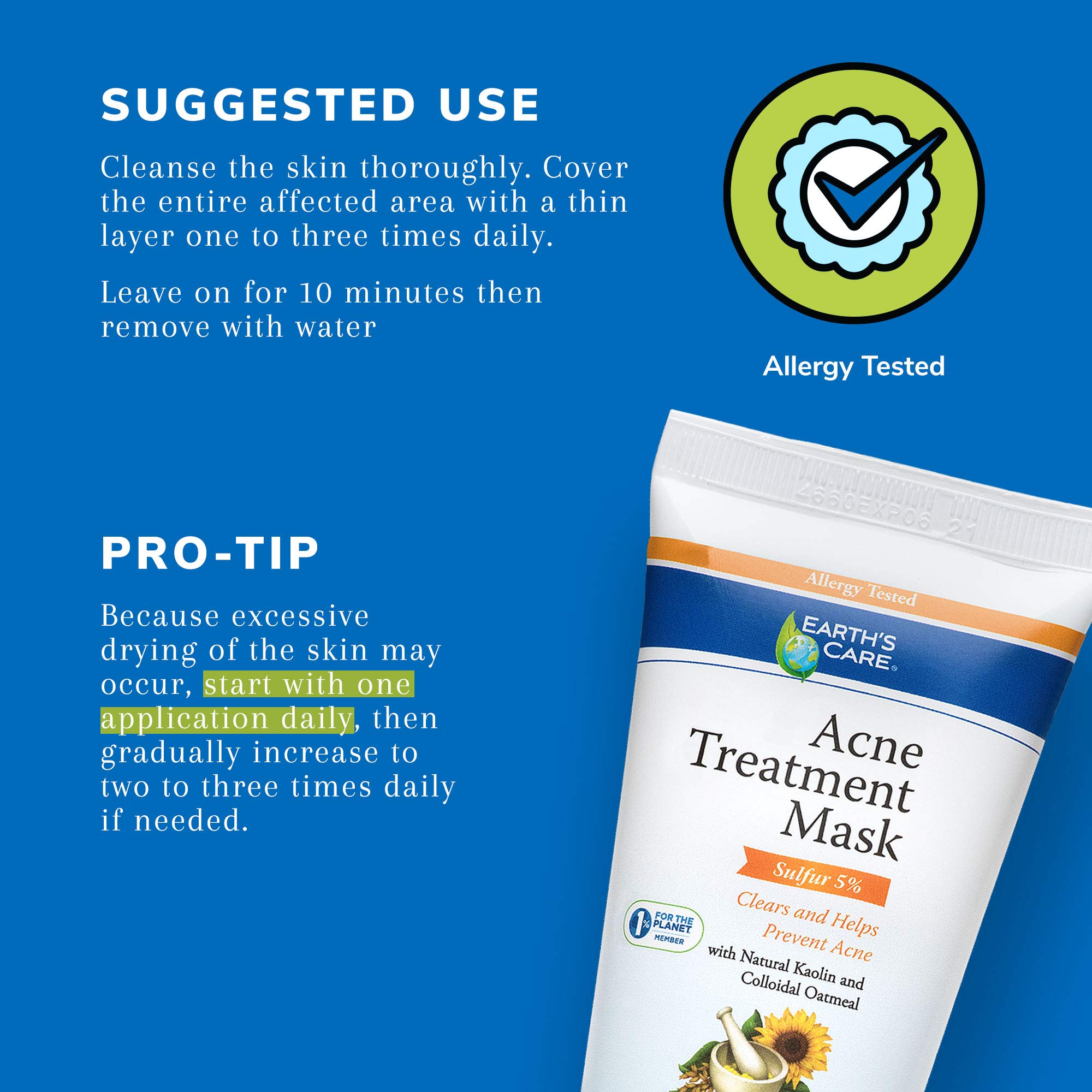 Foto 5 | Mascarilla De Tratamiento Para El Acné Earth's Care Con 5% De Azufre Para Acné Quístico  75 Ml - Venta Internacional.