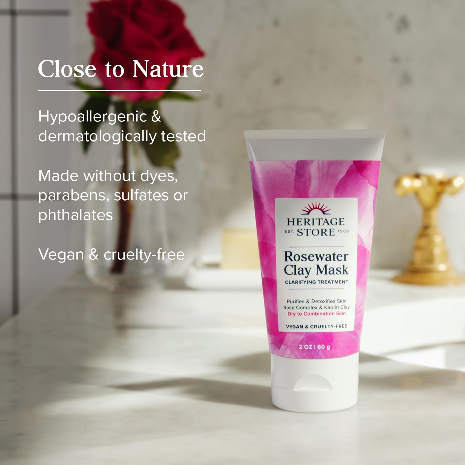 Foto 4 pulgar | Mascarilla Facial Heritage Store Rosewater Clay 60 Ml Dry Combination - Venta Internacional.