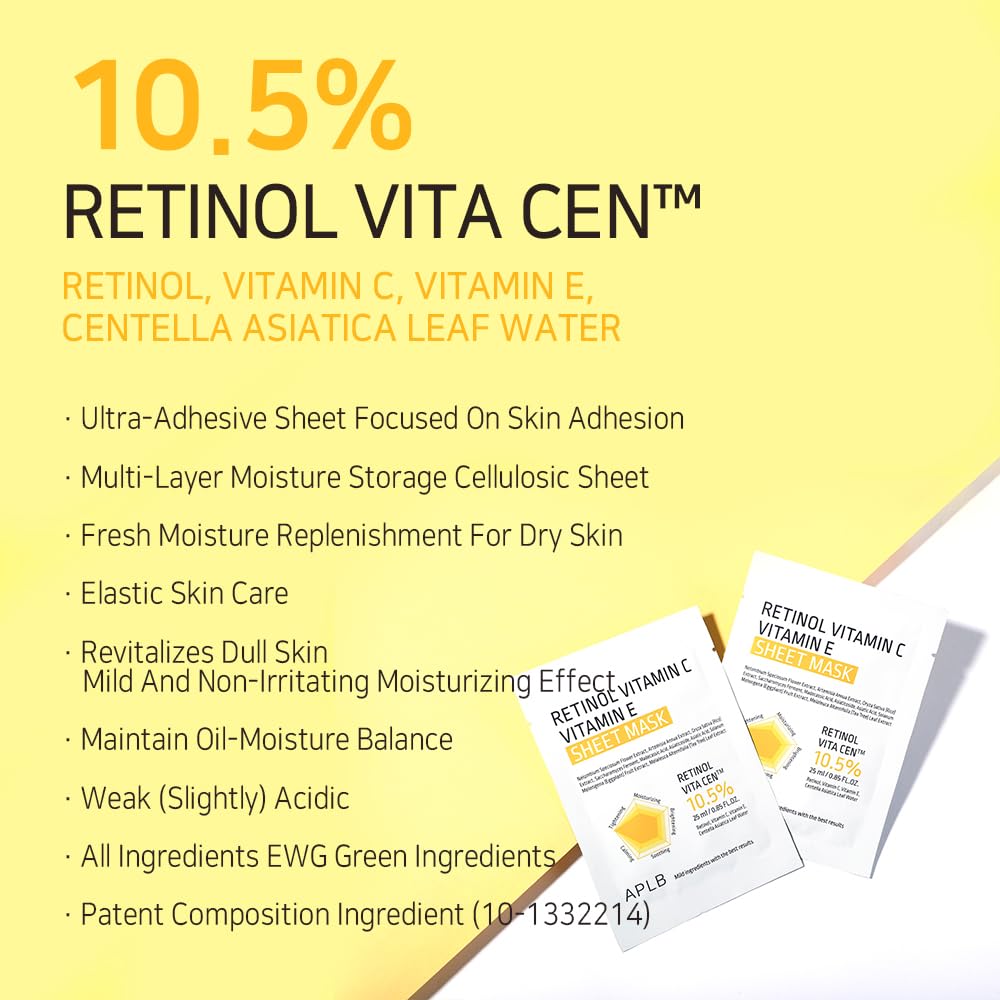 Foto 3 | Mascarilla Aplb Retinol Vita Cen™ 10 5% Con Vitamina C Y E  10 Unidades - Venta Internacional.