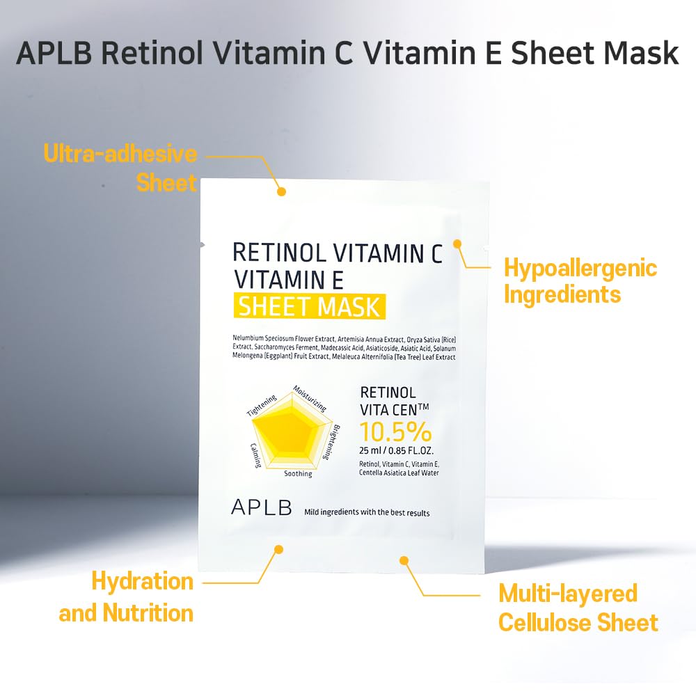 Foto 7 pulgar | Mascarilla Aplb Retinol Vita Cen™ 10 5% Con Vitamina C Y E  10 Unidades - Venta Internacional.