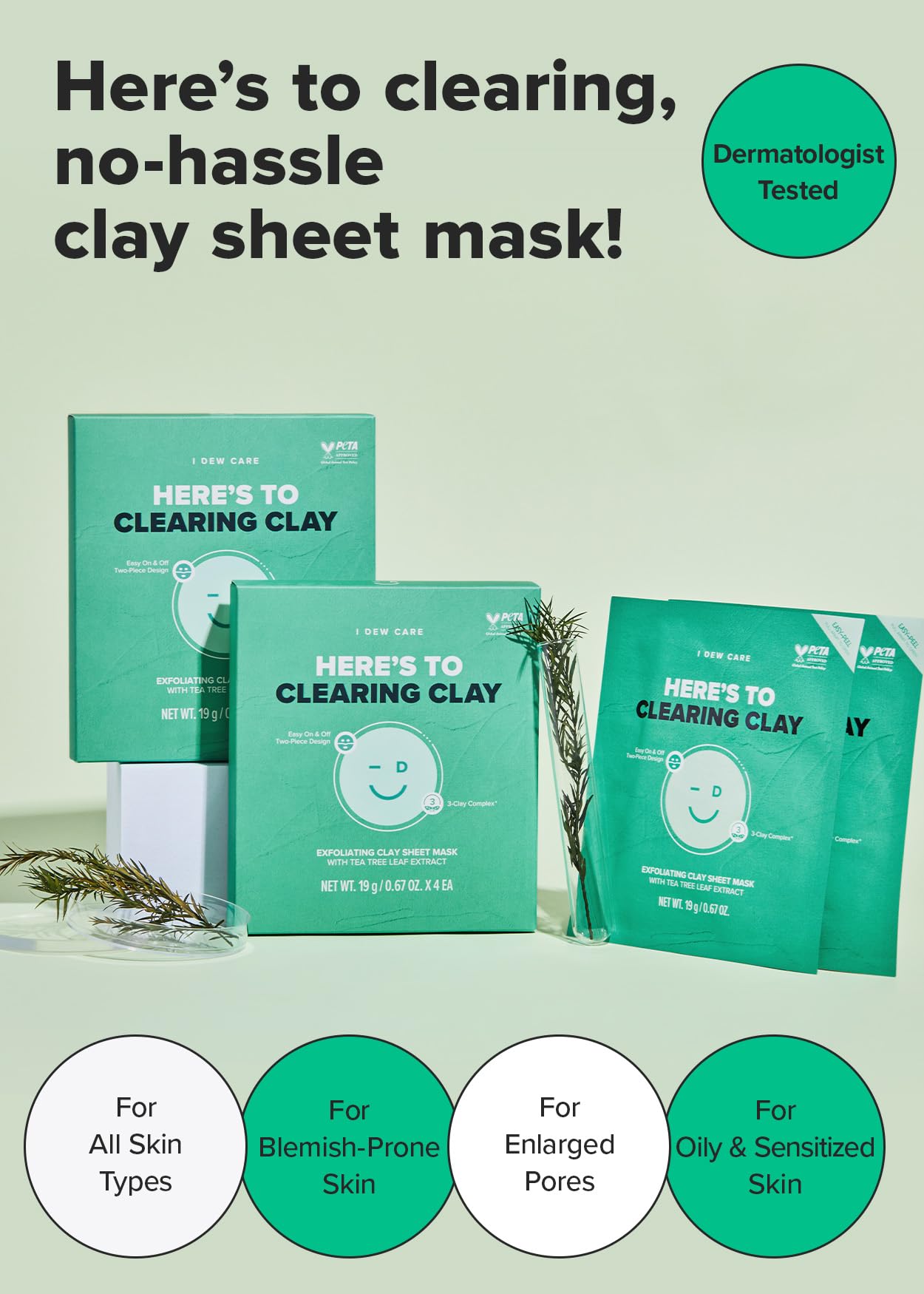Foto 4 | Mascarilla Facial I Dew Care Here's To Clearing Clay  Paquete De 4 - Venta Internacional.