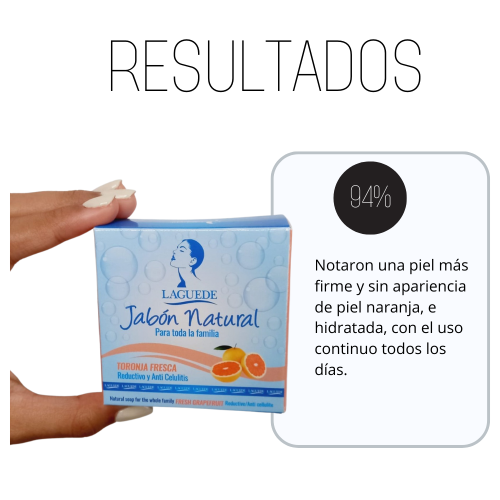 Foto 5 pulgar | Jabón Natural de Toronja Laguede Anti-celulitis 4 piezas 90g c/u