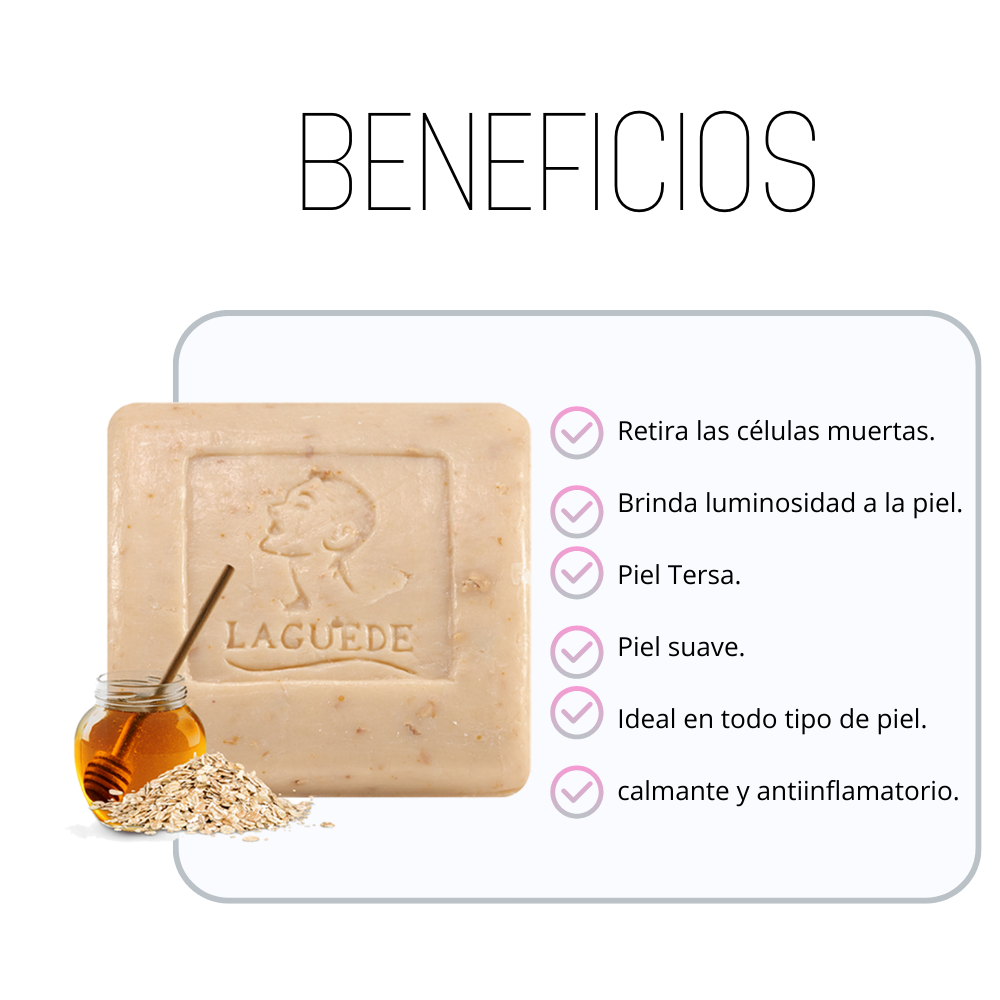 Foto 2 | Jabón Exfoliante Laguede Avena y Miel Natural 90G C/U 4 Unidades