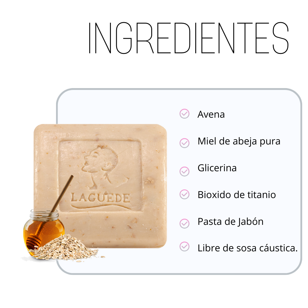 Foto 4 pulgar | Jabón Exfoliante Laguede Avena y Miel Natural 90G C/U 4 Unidades