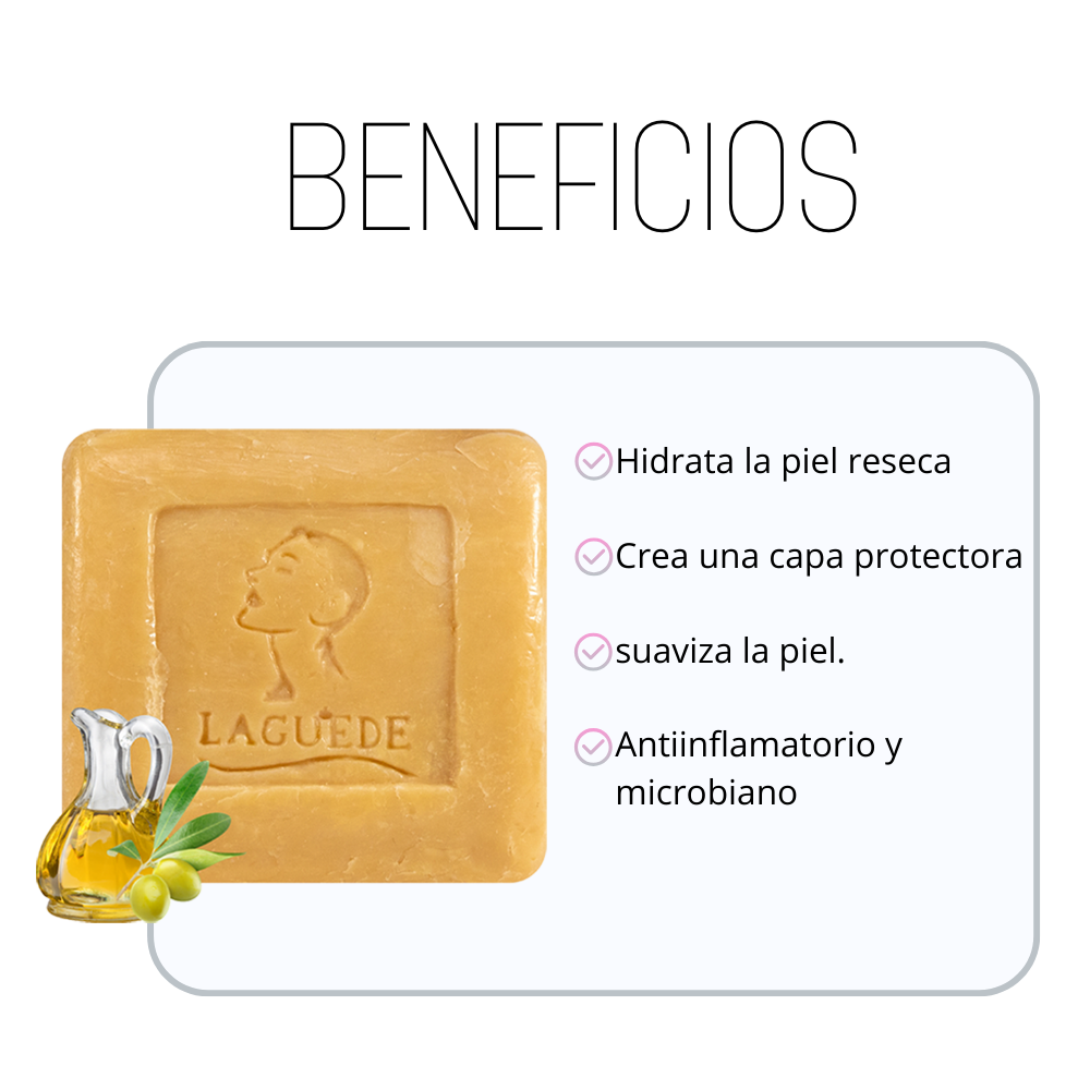 Foto 3 pulgar | Jabón Facial para Piel Extraseca Laguede de Olivo Natural 90 g 4 Unidades