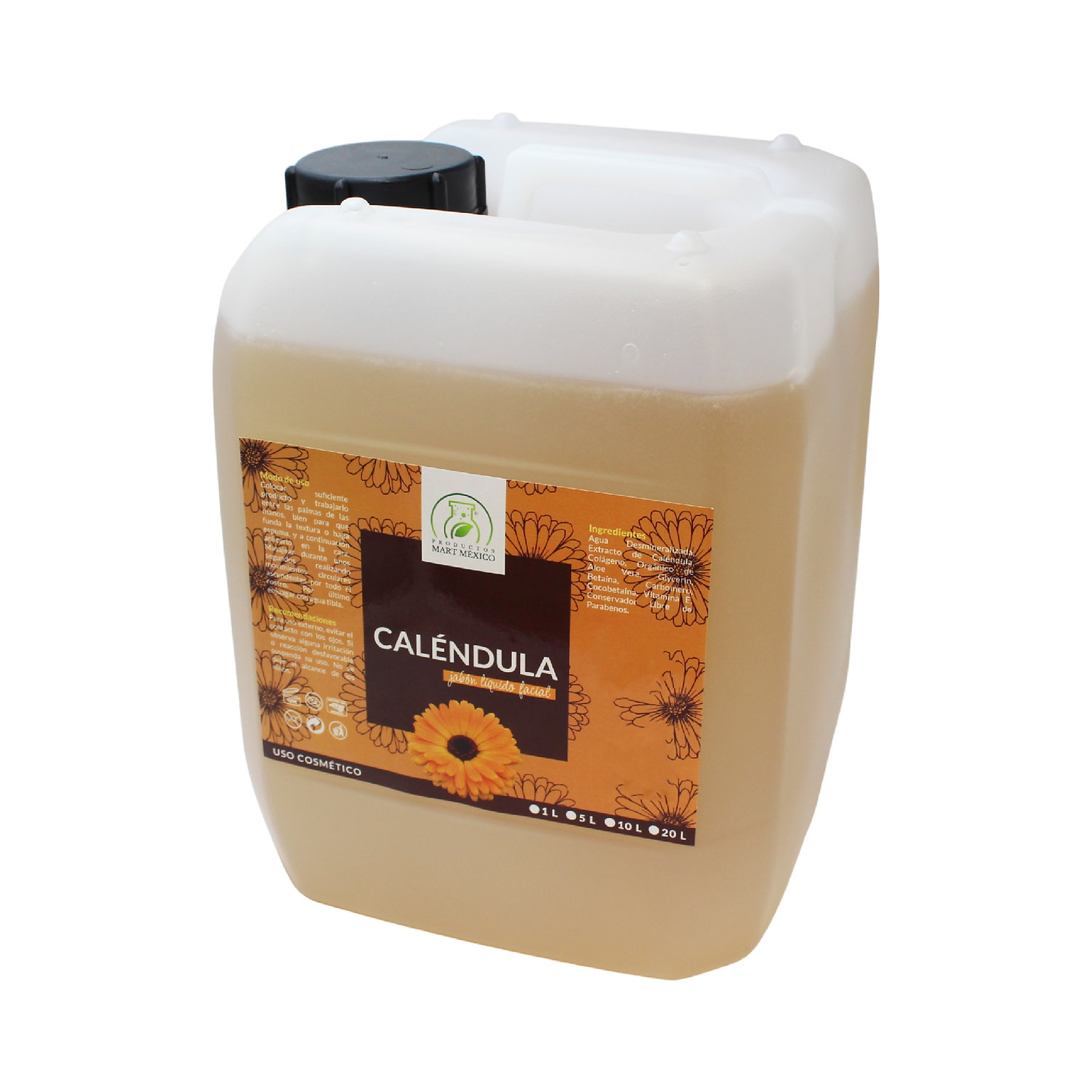 Jabón de Caléndula Facial Productos Mart México Regenera Limpia 5 l