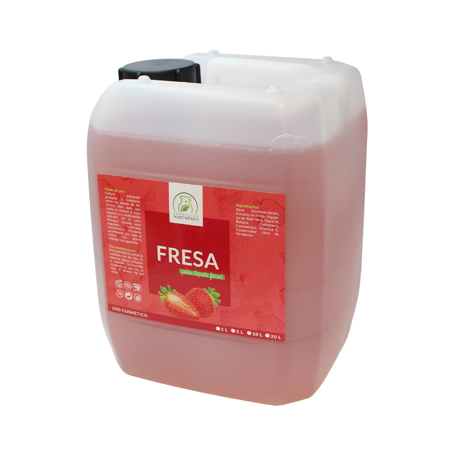 Jabón de Fresa Facial Limpia Productos Mart México Antioxidante 5 l