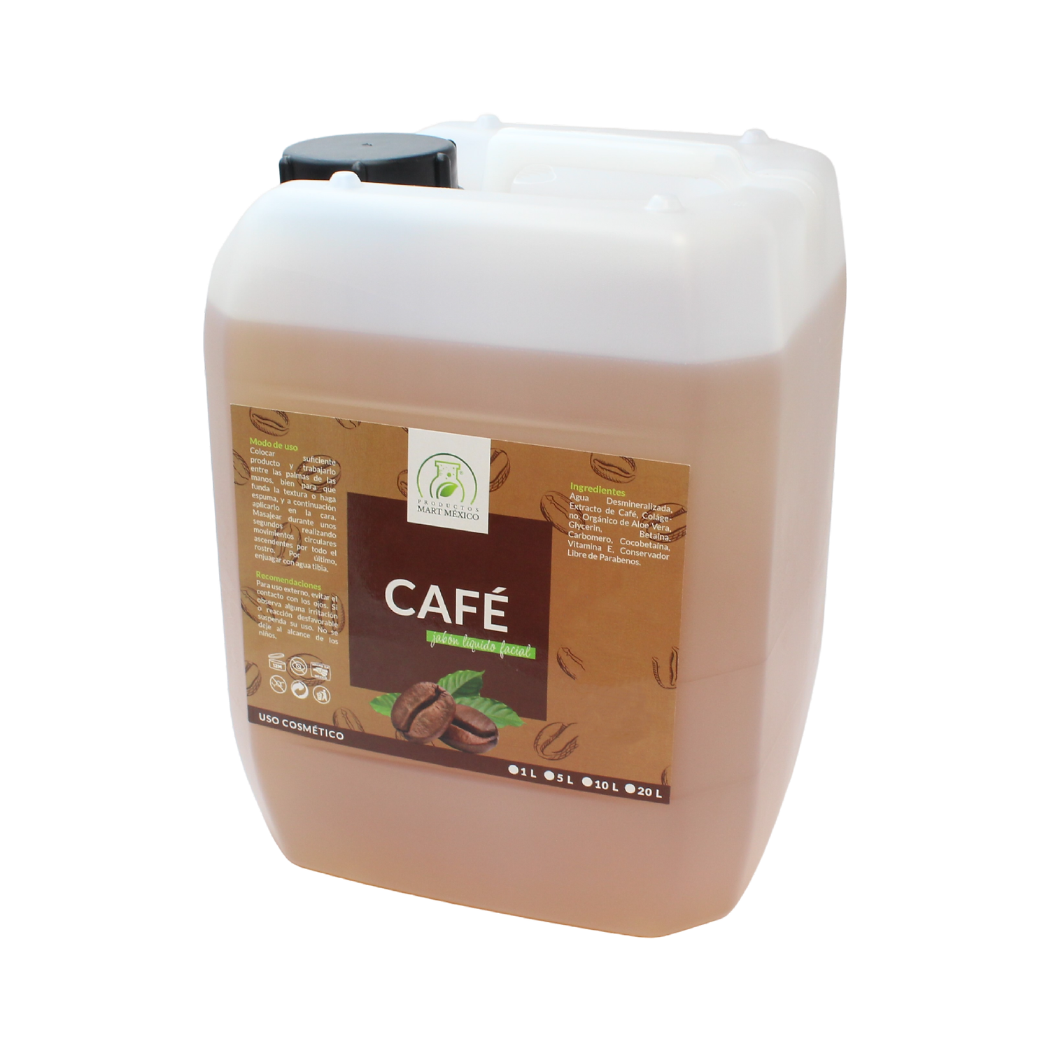 Jabón de Café Facial Antiinflamatorio Productos Mart México Hidrata 5 l