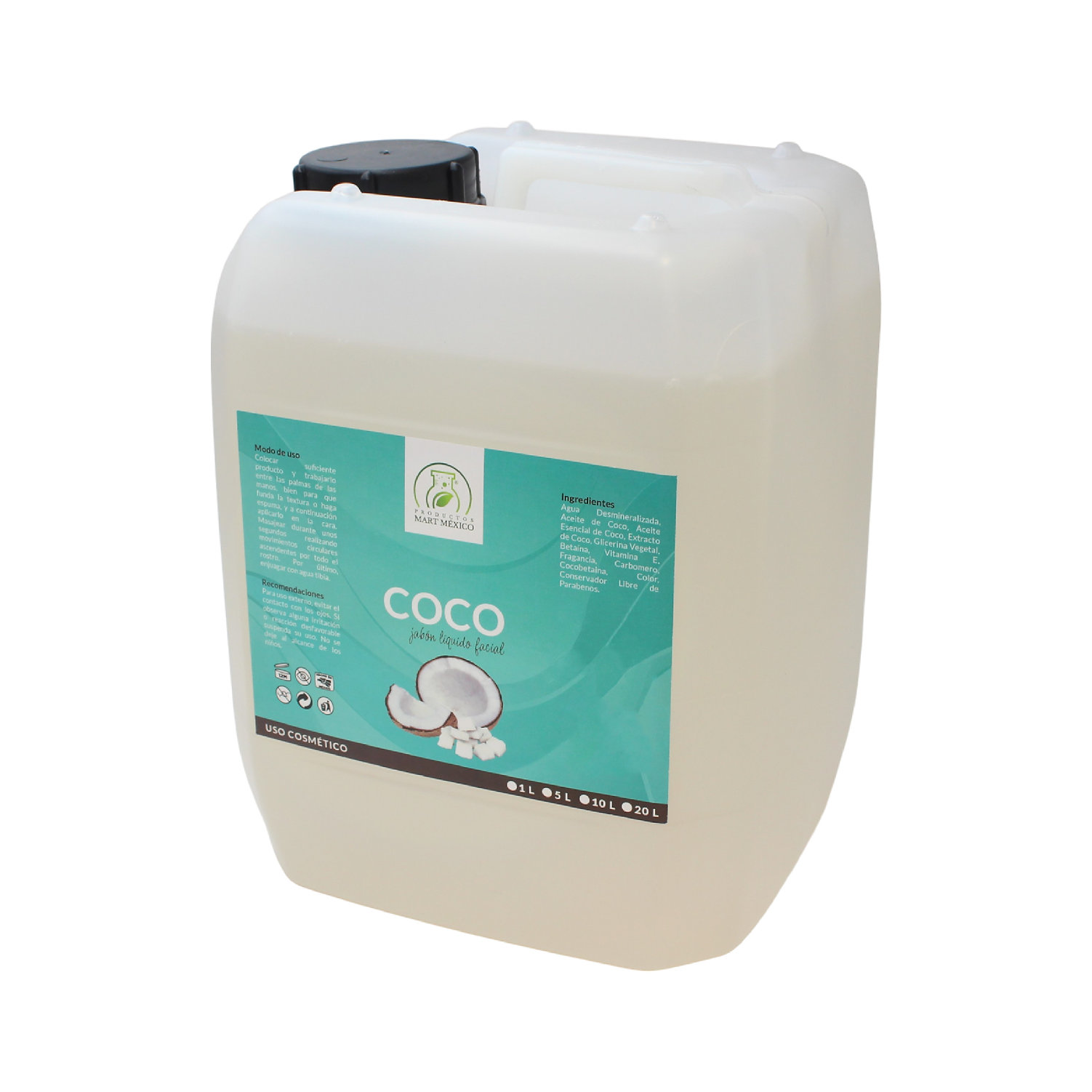 Jabón de Coco Facial Hidrata Productos Mart México Suavizan 5 l