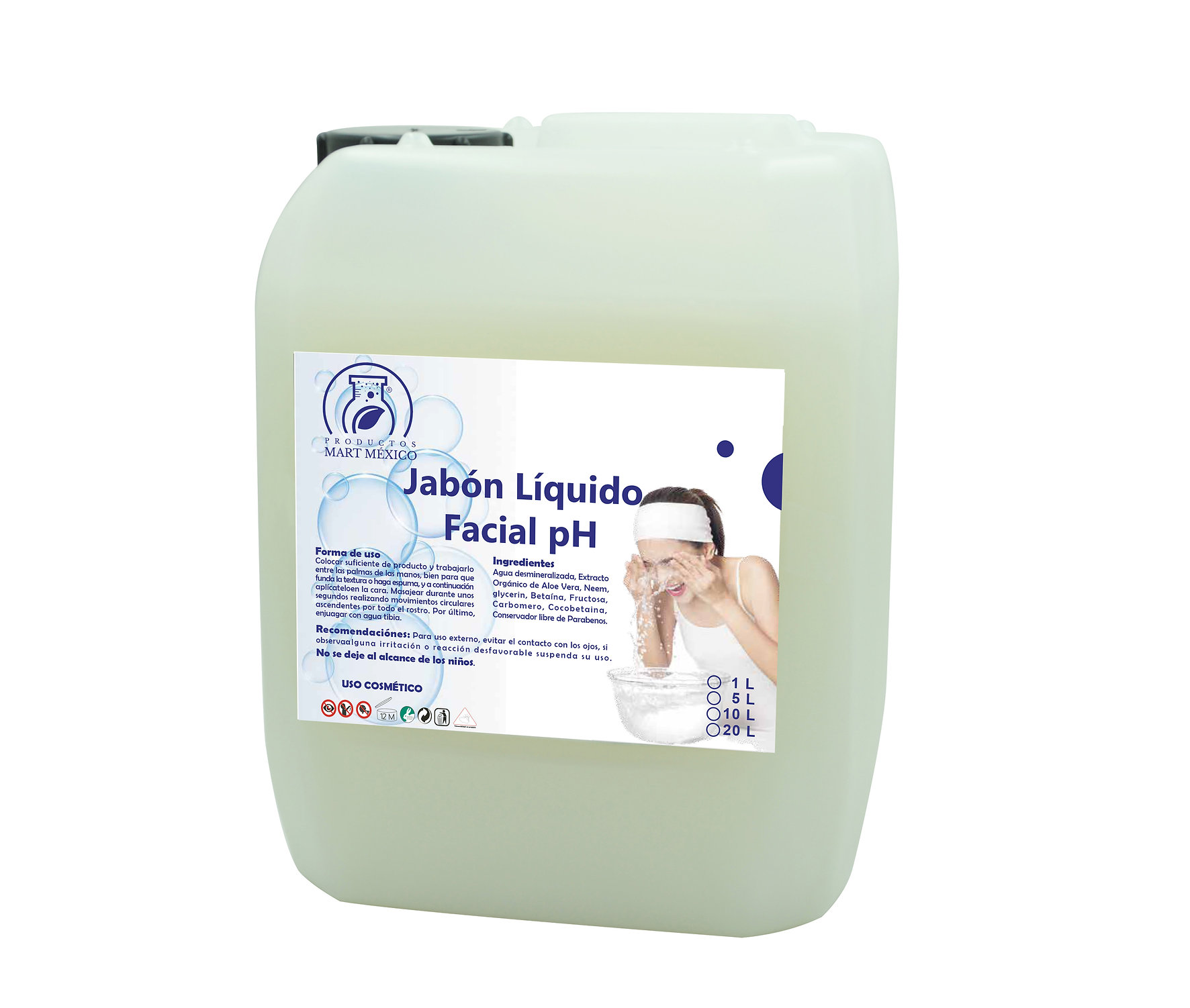 Foto 2 pulgar | Jabón Líquido Libre de Sal Facial Suavidad Brillo Productos Mart México 5 l