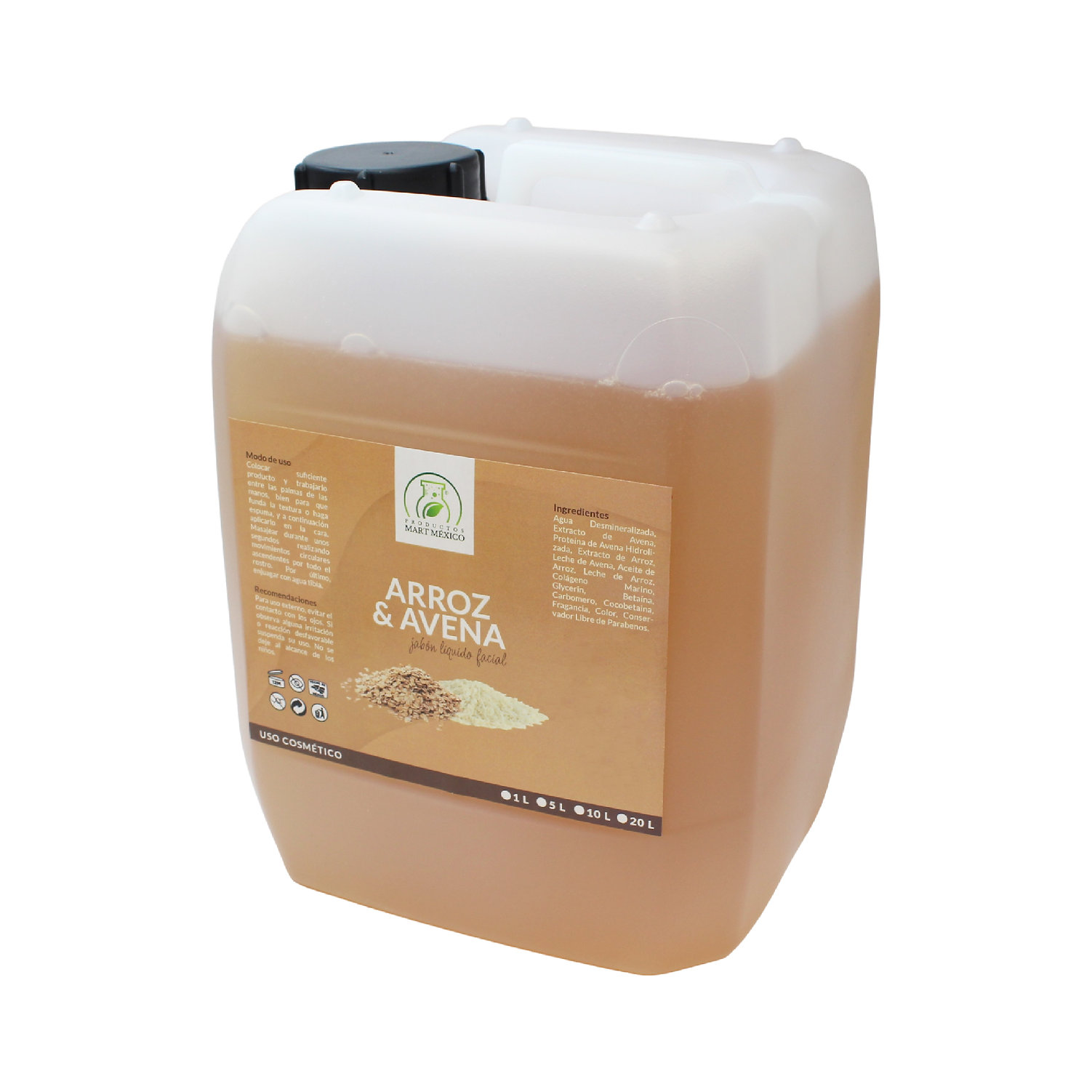 Jabón Liquido Arroz & Avena Tonificante Ligero Productos Mart México 5 l