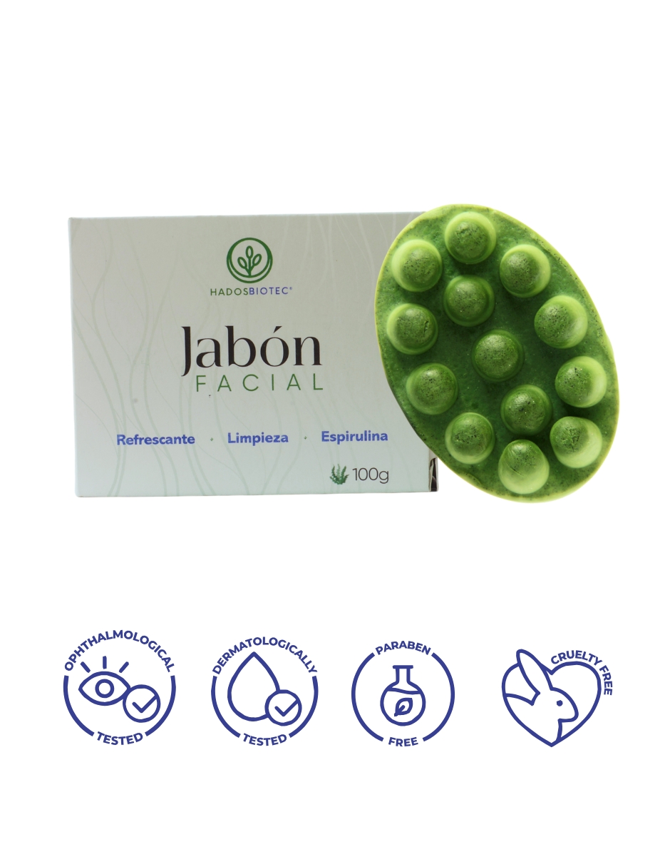 Foto 4 pulgar | Jabón Facial Hadosbiotec 100 G Ingredientes Naturales Y Orgánicos A Base De Espirulina