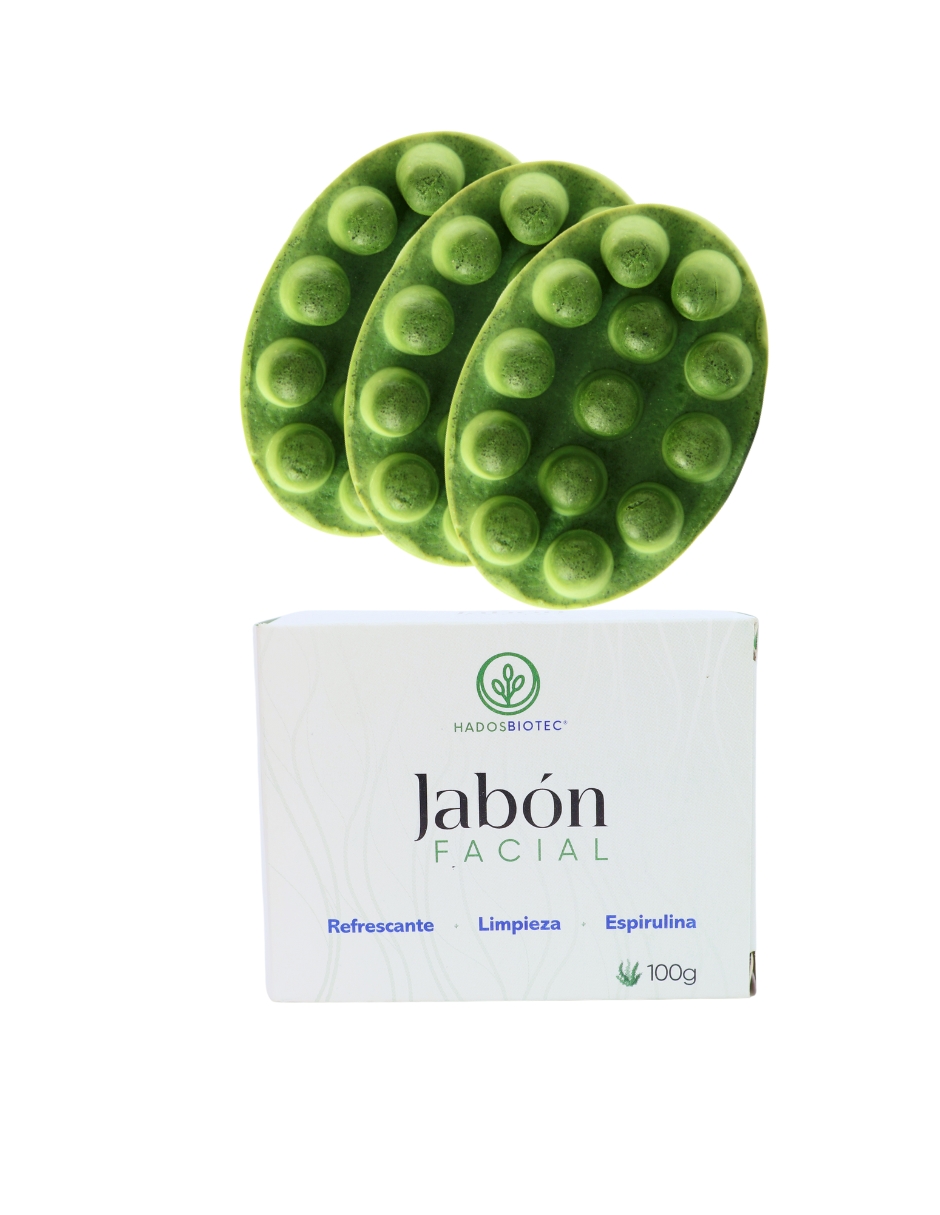 Foto 2 pulgar | Jabón Facial Hadosbiotec Pack 3 Piezas 100 G C/u Ingredientes Naturales Y Orgánicos A Base De Espirulina