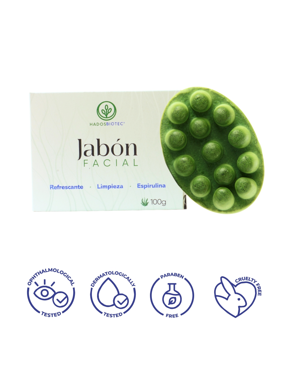 Foto 5 pulgar | Jabón Facial Hadosbiotec Pack 3 Piezas 100 G C/u Ingredientes Naturales Y Orgánicos A Base De Espirulina
