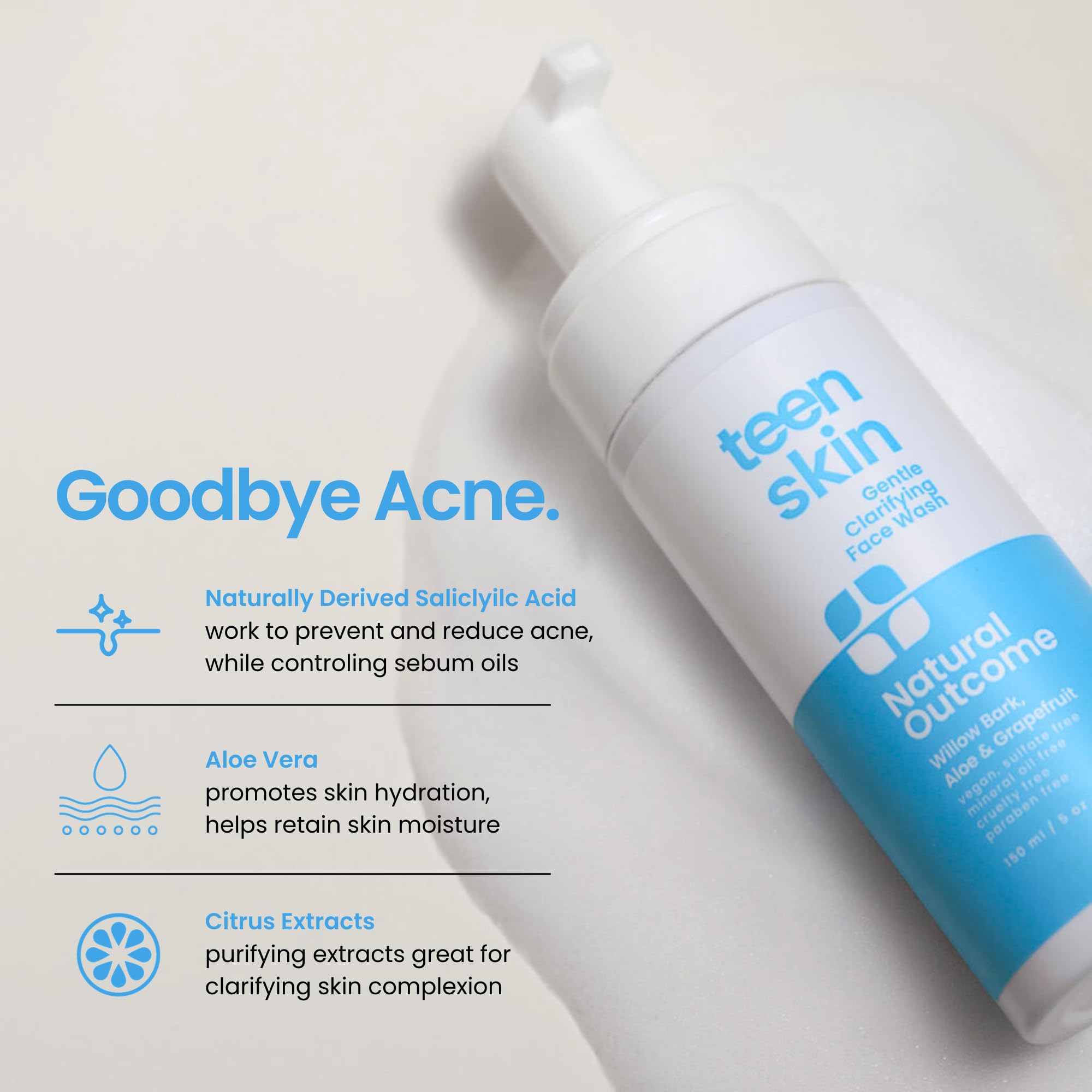 Foto 6 | Jabón Facial Natural Outcome Teen Skin, Suave Y Espumoso, 150 Ml - Venta Internacional.
