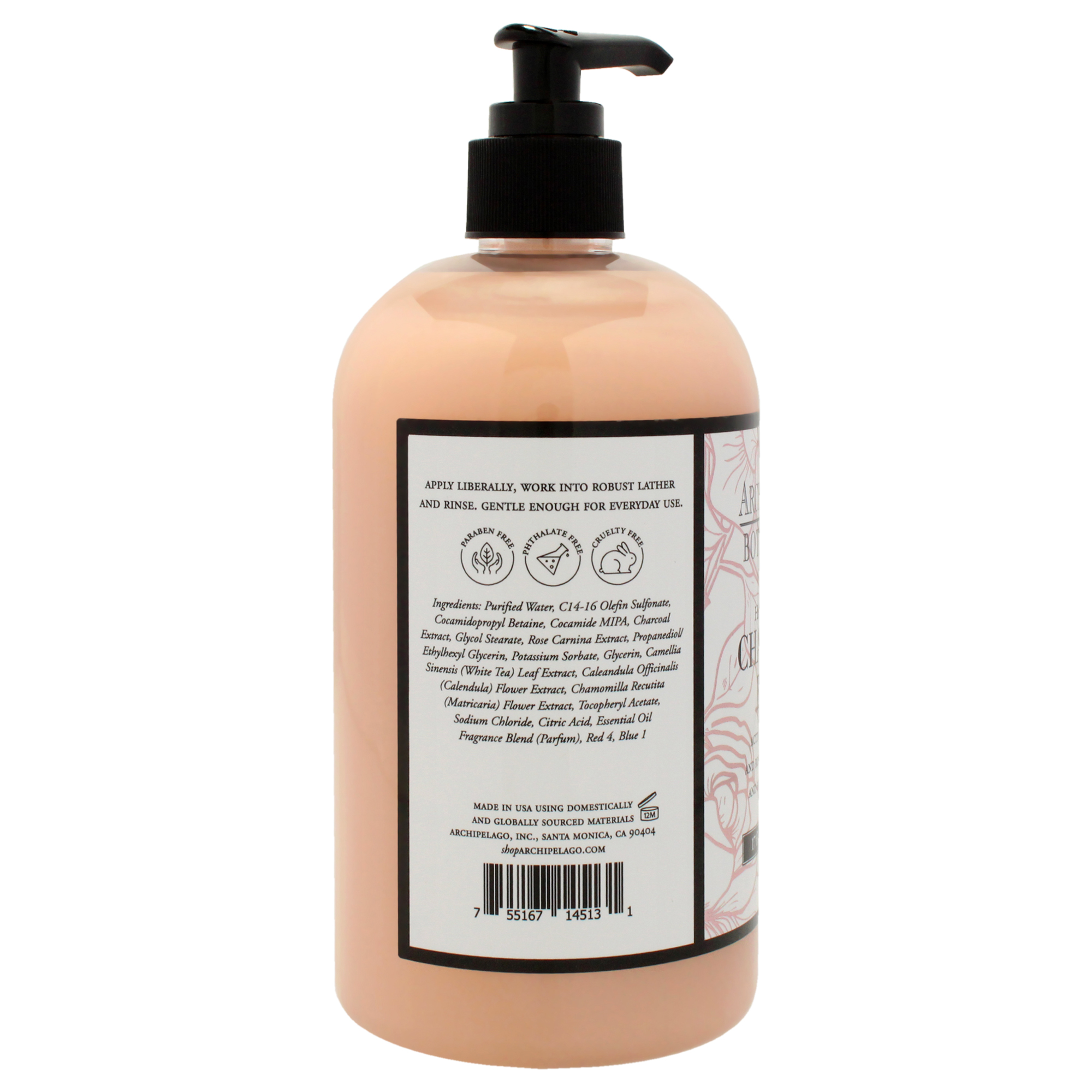 Foto 3 pulgar | Limpiador A Mano Archipelago Botanicals Charcoal Rose, 500 Ml, Unisex - Venta Internacional.