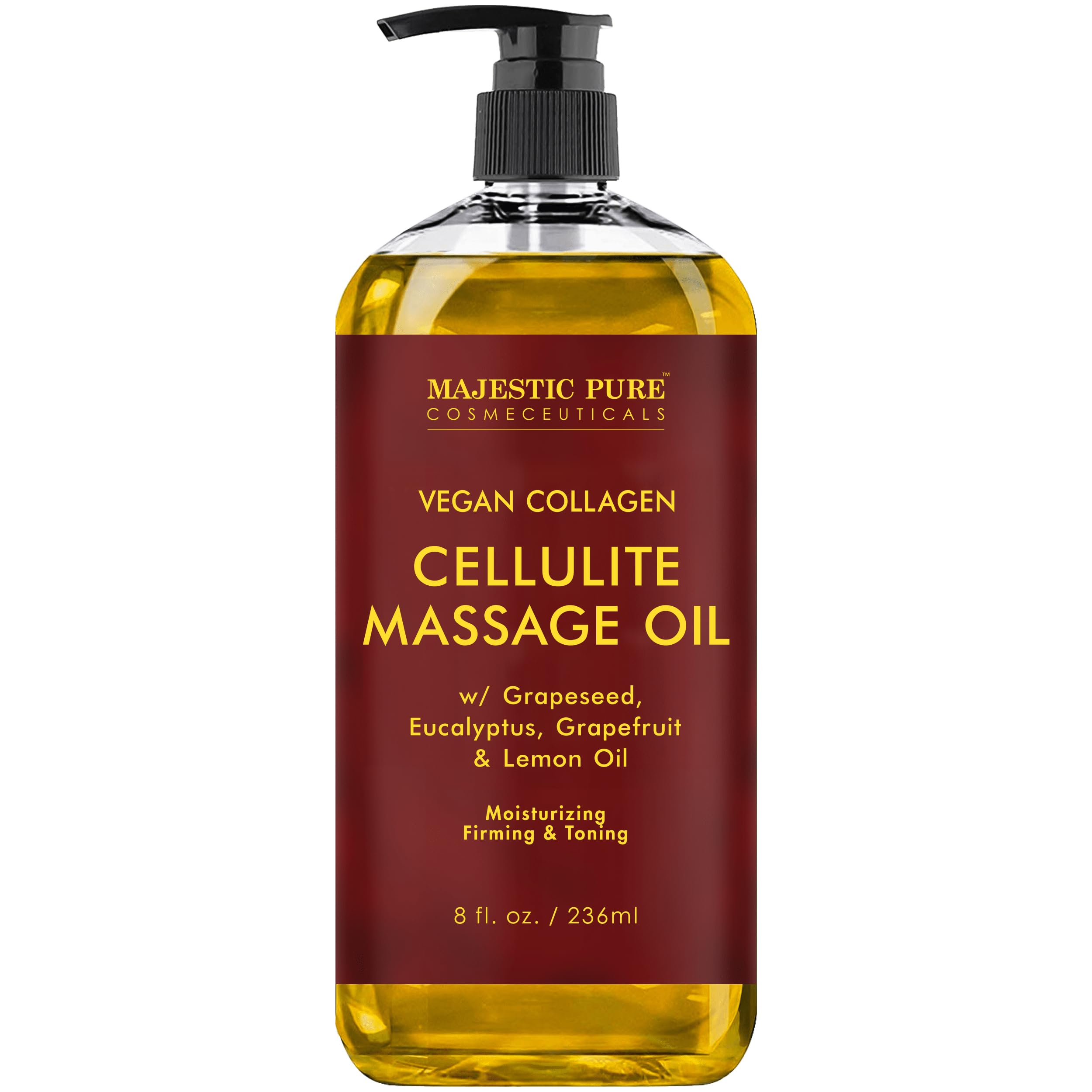 Foto 2 pulgar | Aceite Corporal De Masaje Majestic Pure Cellulite Con Colágeno Vegano 240 Ml - Venta Internacional.