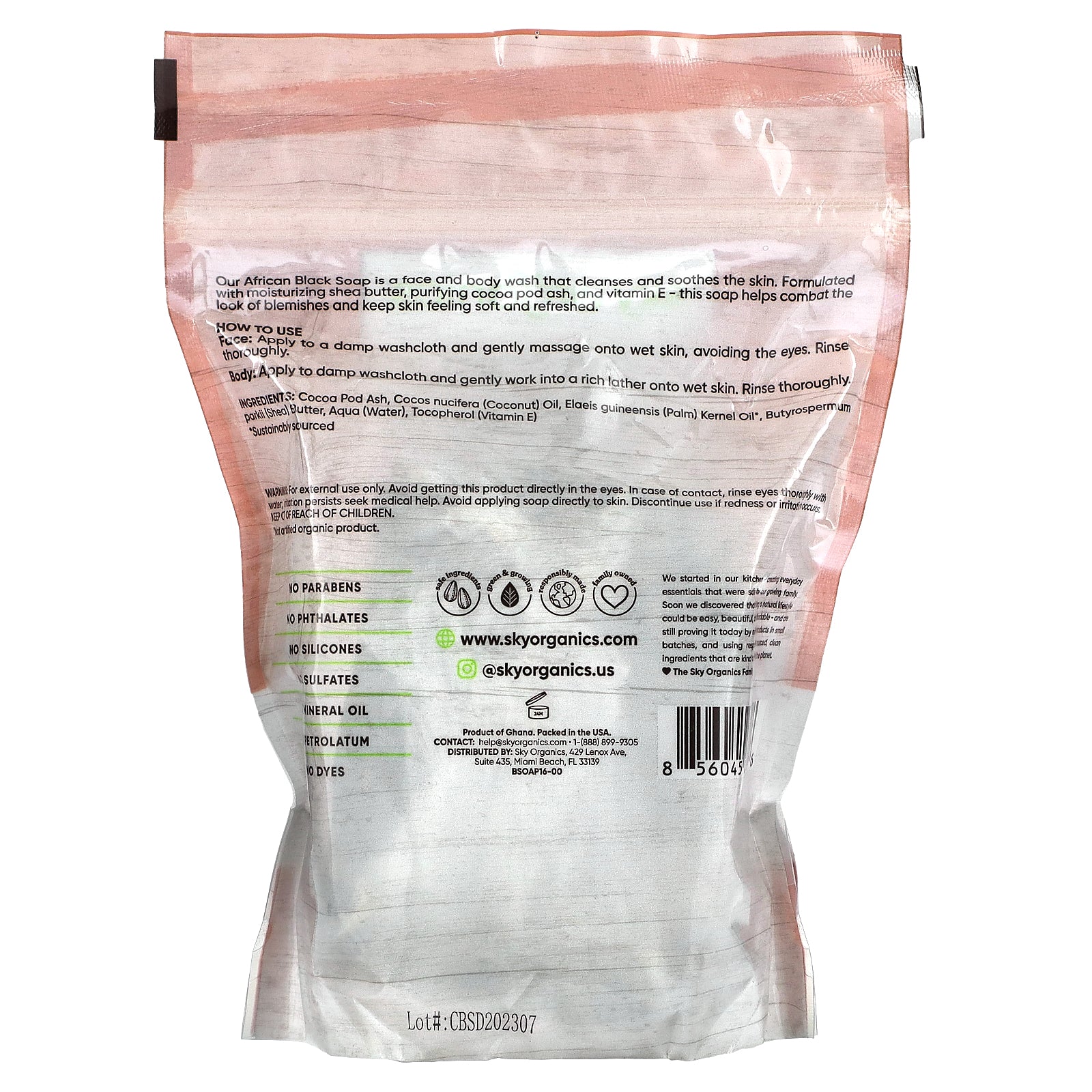 Foto 3 pulgar | Jabón Facial Y Corporal Soap Sky Organics African Black, 454 Ml - Venta Internacional.