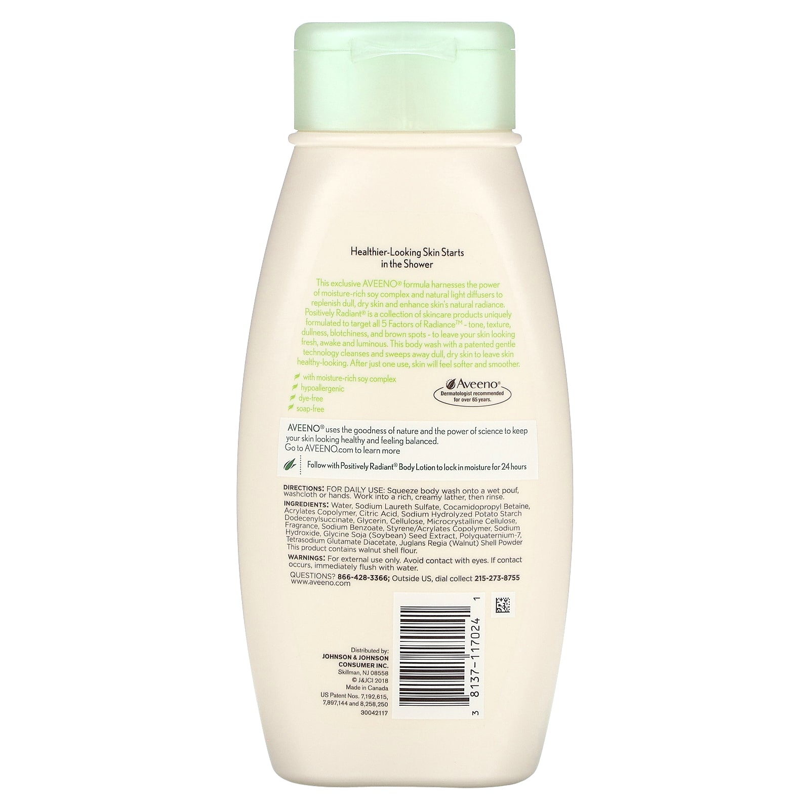 Foto 3 pulgar | Gel De Baño Aveeno Positively Radiant Exfoliating 532 Ml Fresh - Venta Internacional.
