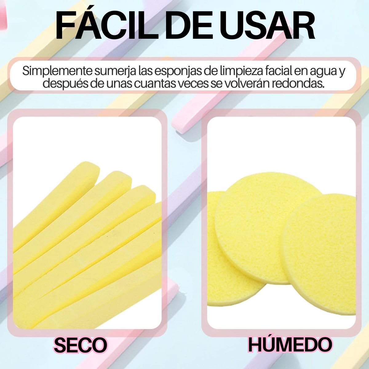 Foto 2 | Esponjas Comprimidas Portátiles Faciales 48 Piezas