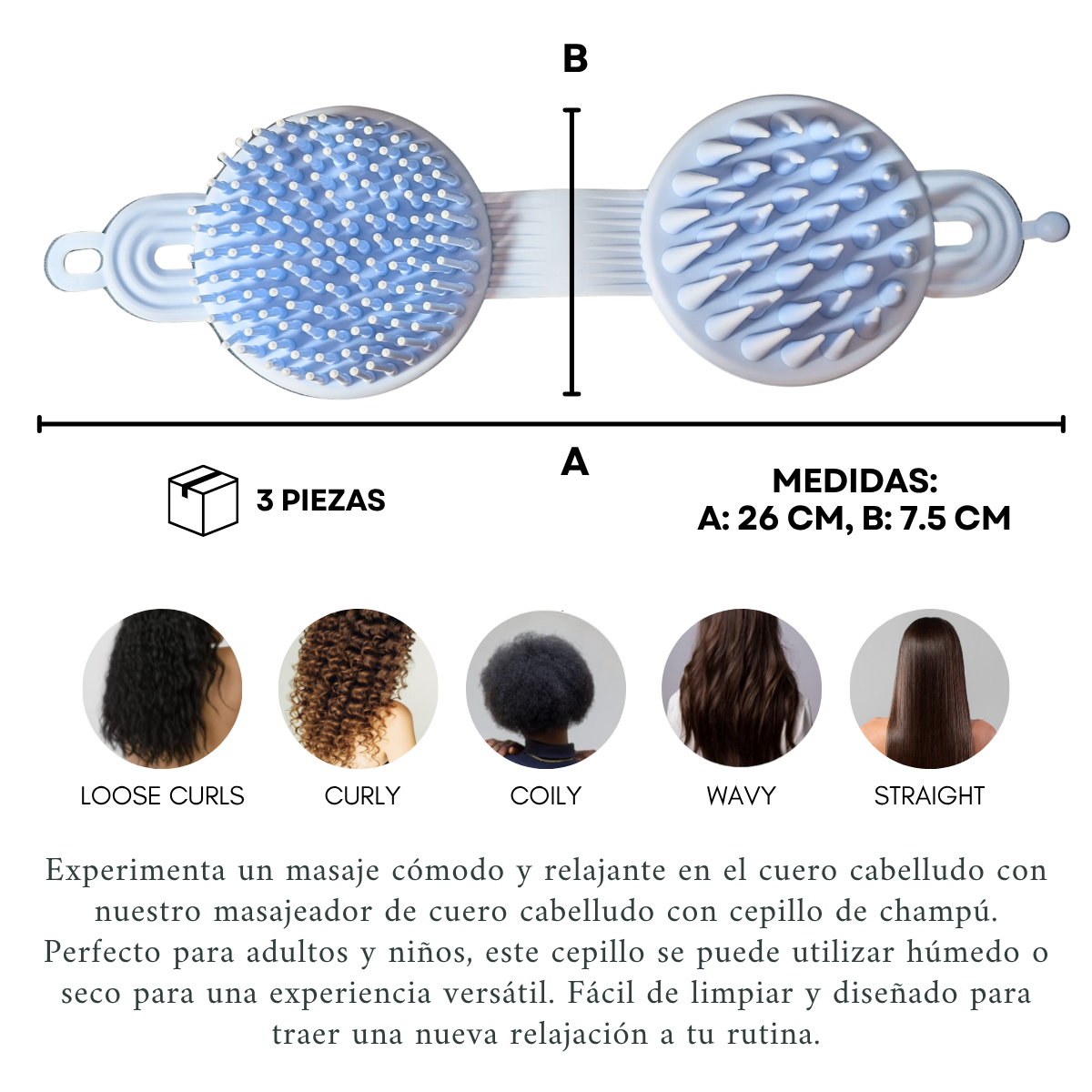 Foto 3 pulgar | 3 Cepillos Doble Silicon Suave Masajeador Exfoliante Shampoo