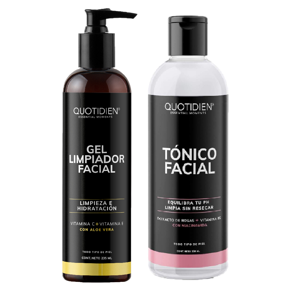 Kit Gel Limpiador Quotidien + Tónico Facial con Vitamina C y Colágeno Skin Care Facial